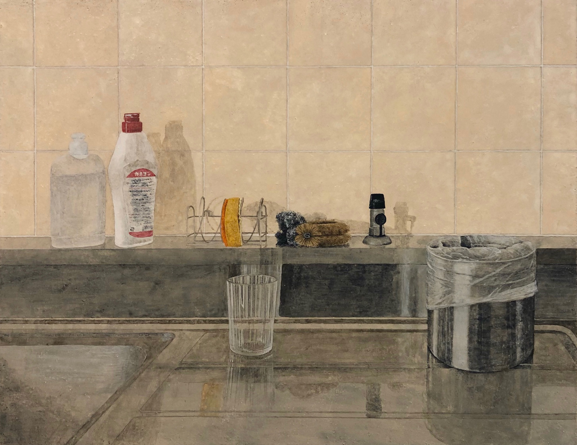 「無意識の連続/生活」 2021 318mm×410mm 紙本彩色、岩絵具