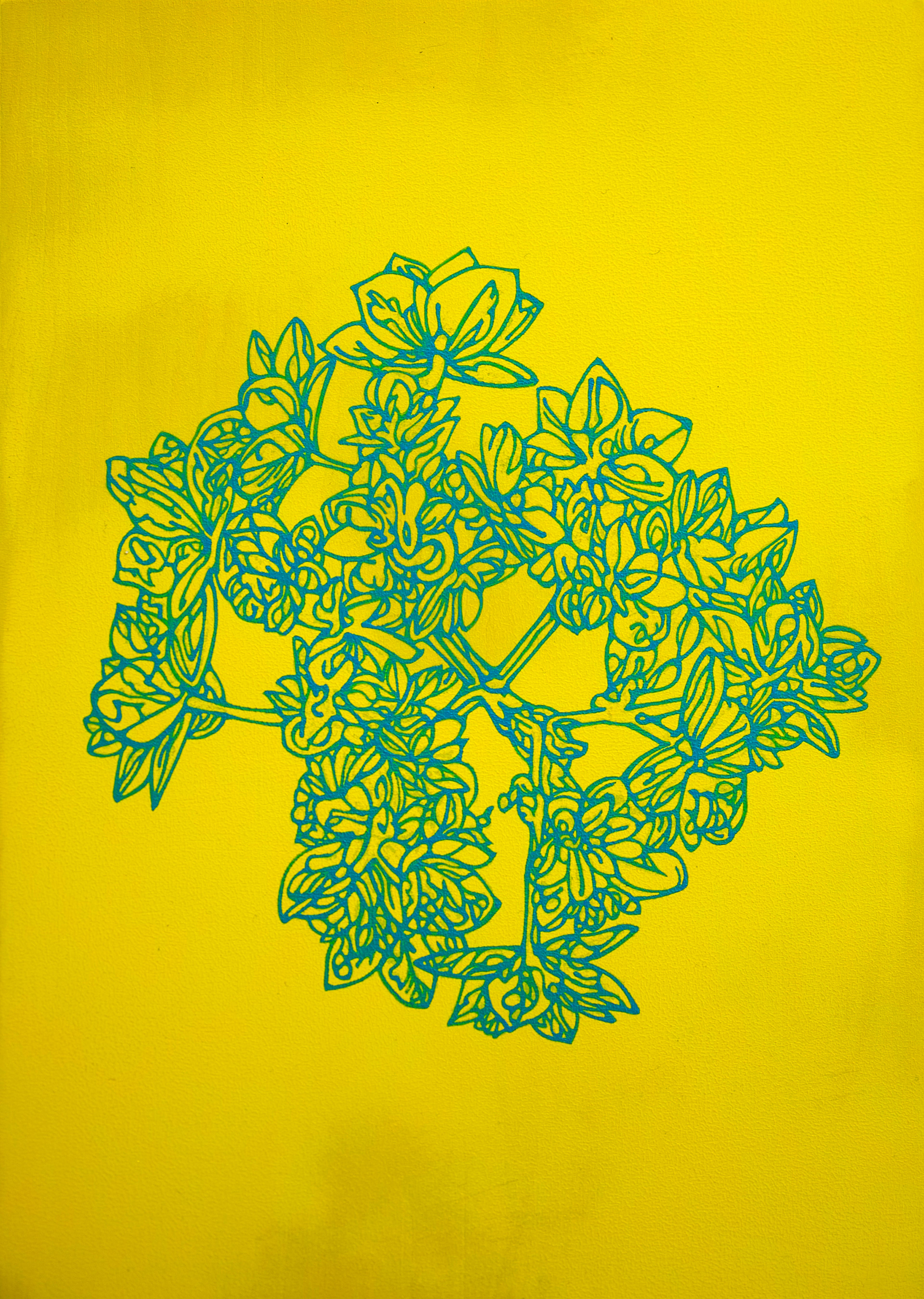 Hydrangea macrophylla | パネル、ジェッソ、アクリル絵具 | 29.7×21cm | 2021年