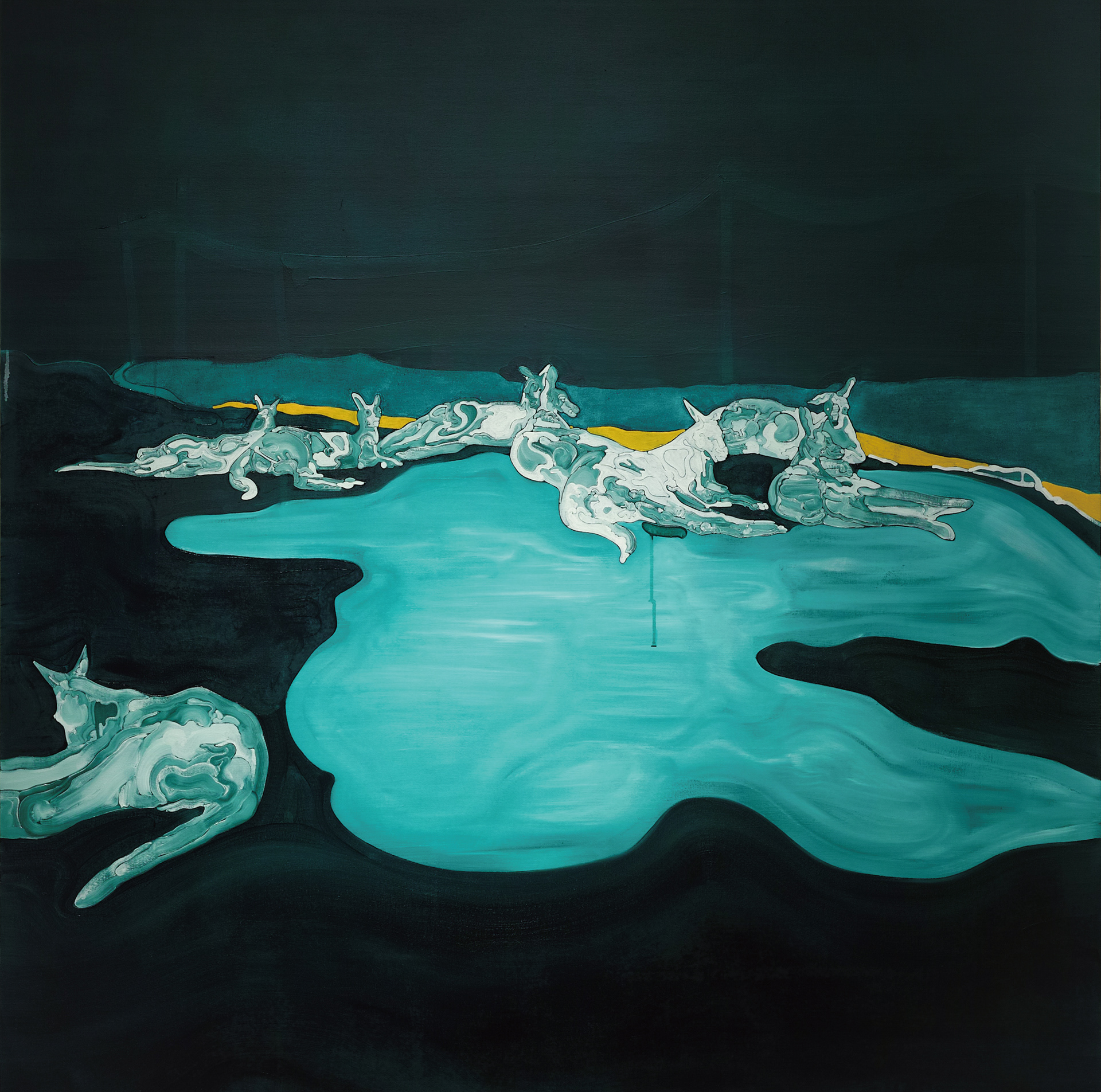 The dream may be continuing | パネル、綿布、ジェッソ、油絵具 | 162×162cm | 2023年