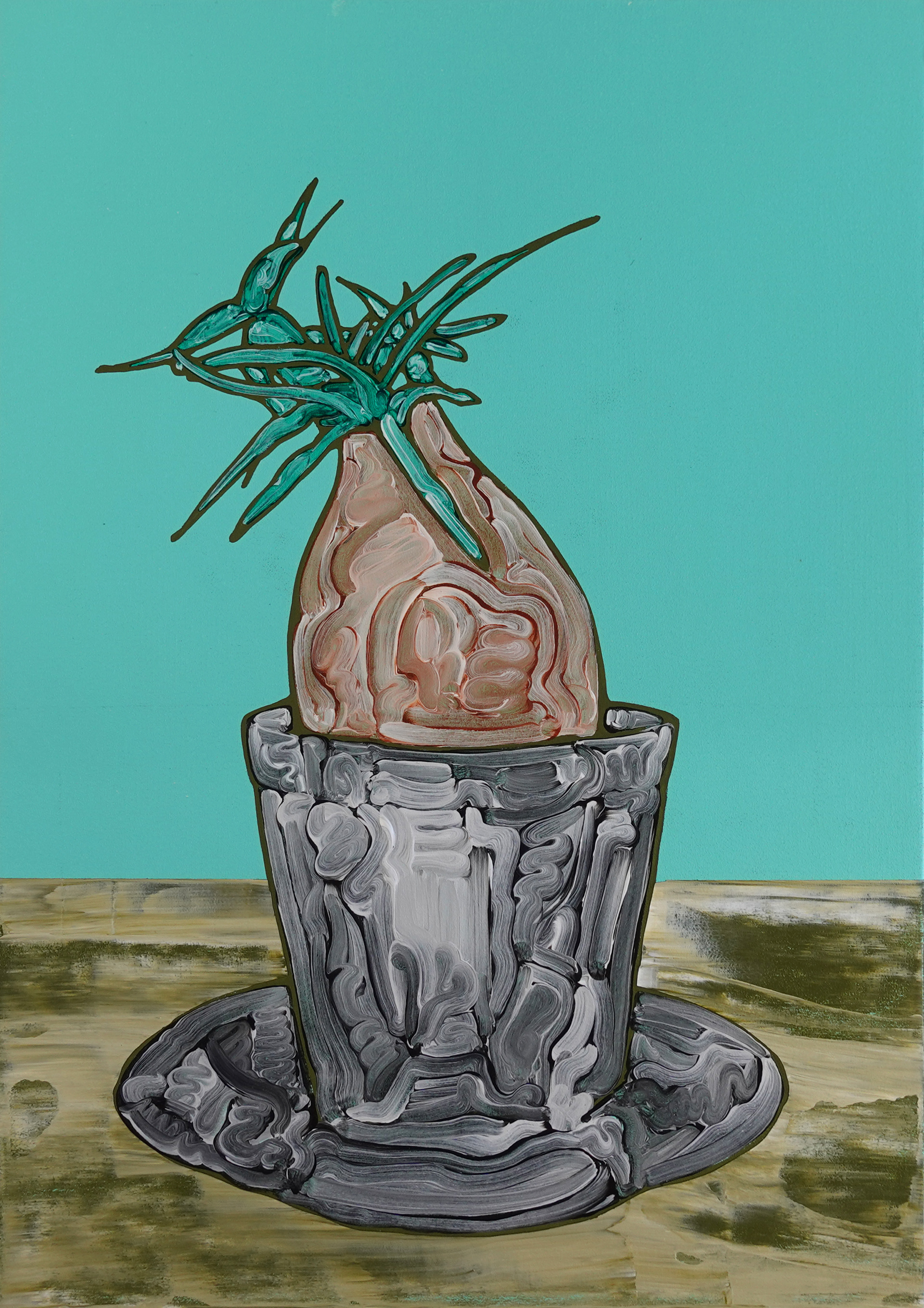 Pachypodium gracilius | パネル、ジェッソ、アクリル絵具 | 29.7×21cm | 2023年