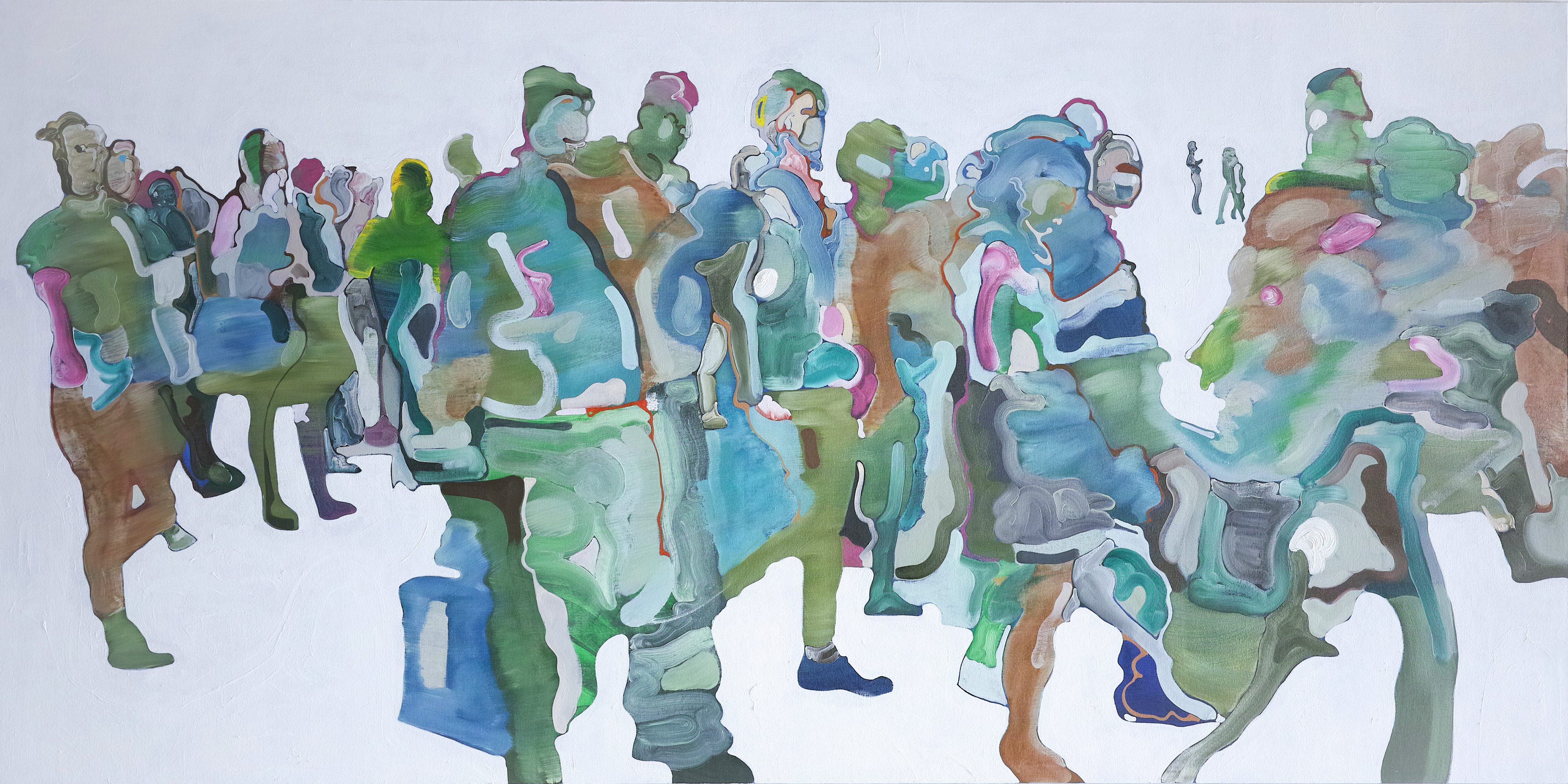 Try to connect depth with finger to finger | パネル、ジェッソ、油絵具 | 91×182cm | 2022年