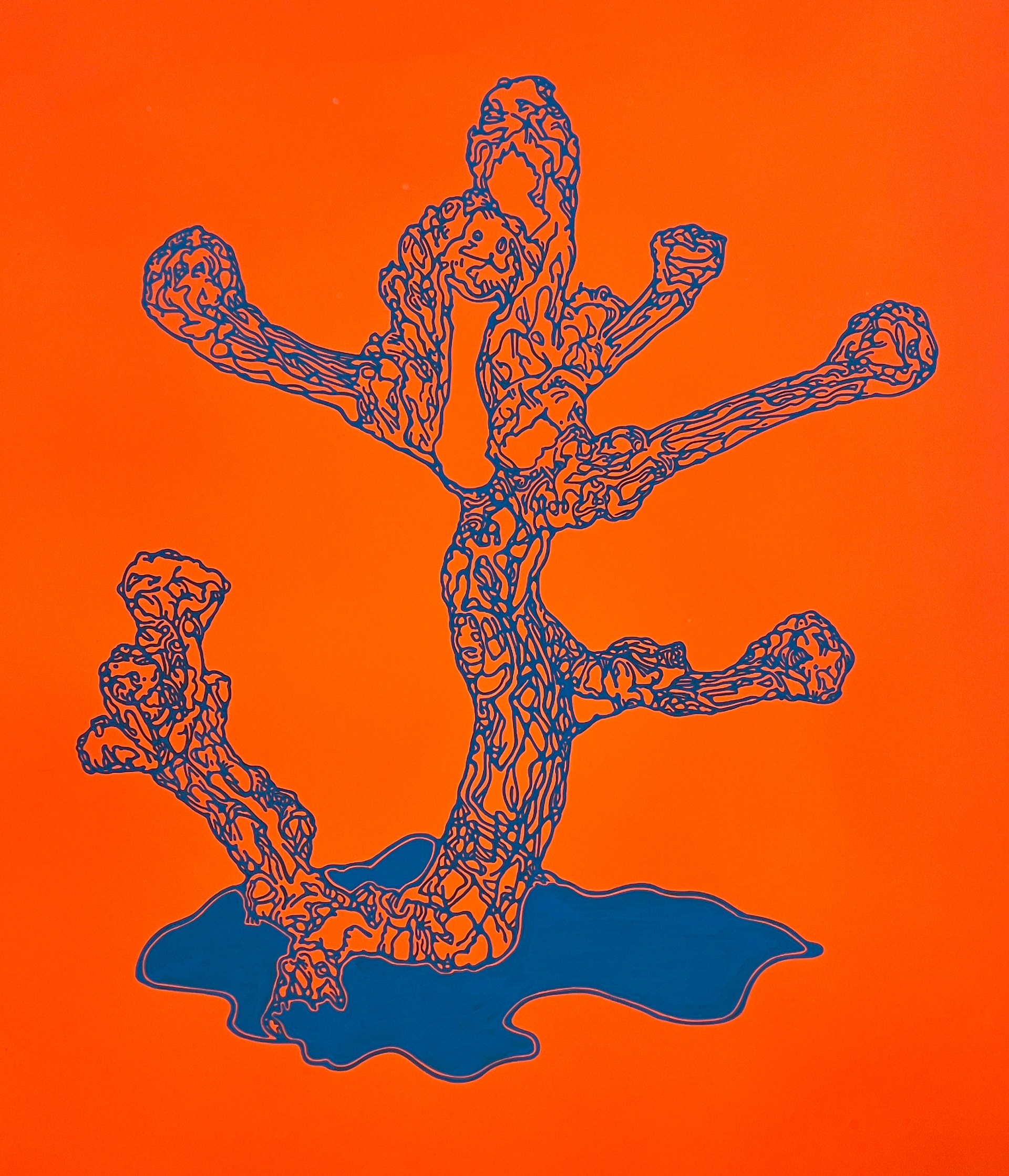 Erythrina crista-galli | パネル、ジェッソ、アクリル絵具、油絵具 | 53×45.5cm | 2025年