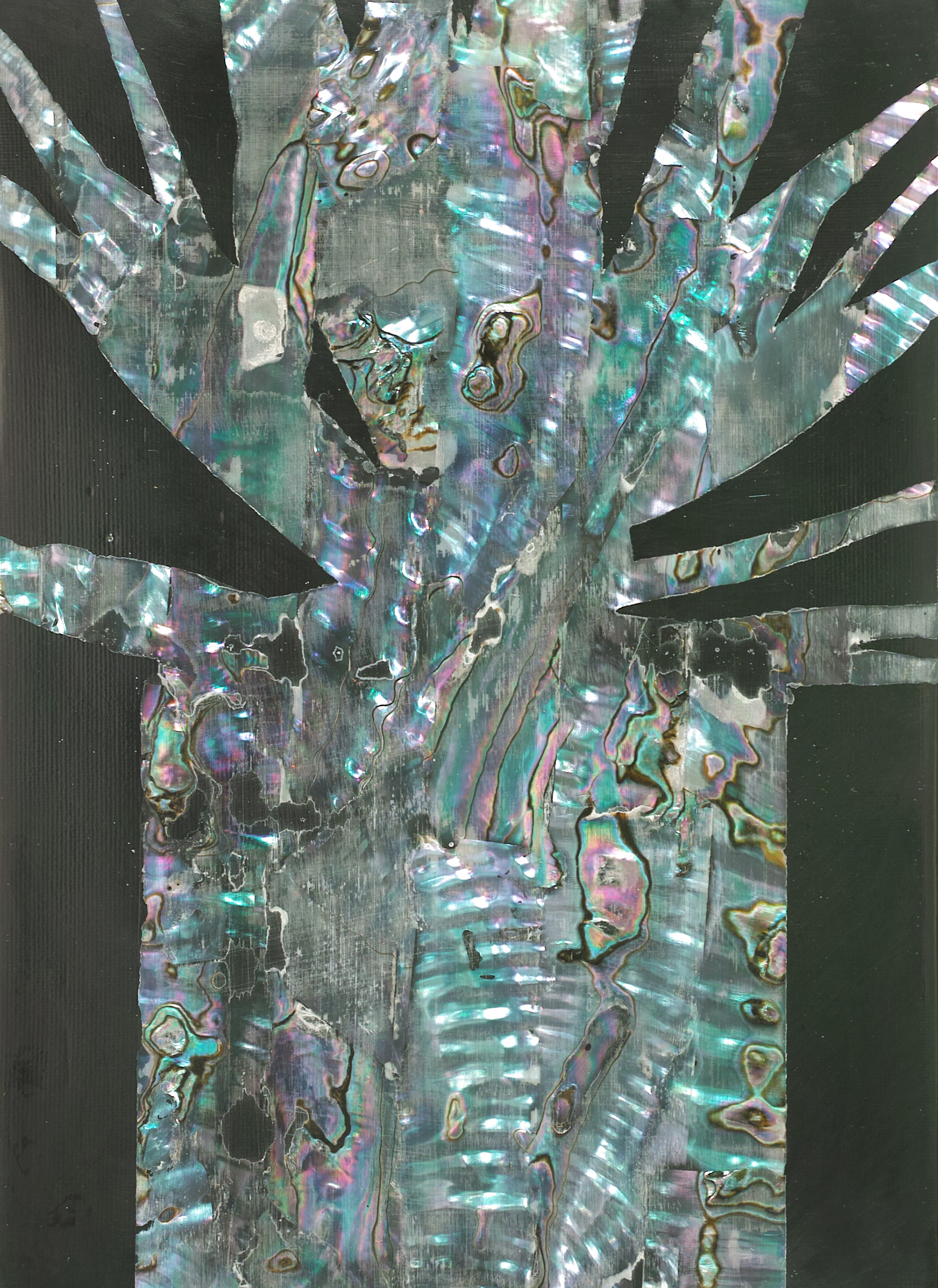 Agave | パネル、寒冷紗、カシュー、螺鈿 | 14.8×10.5cm | 2022年