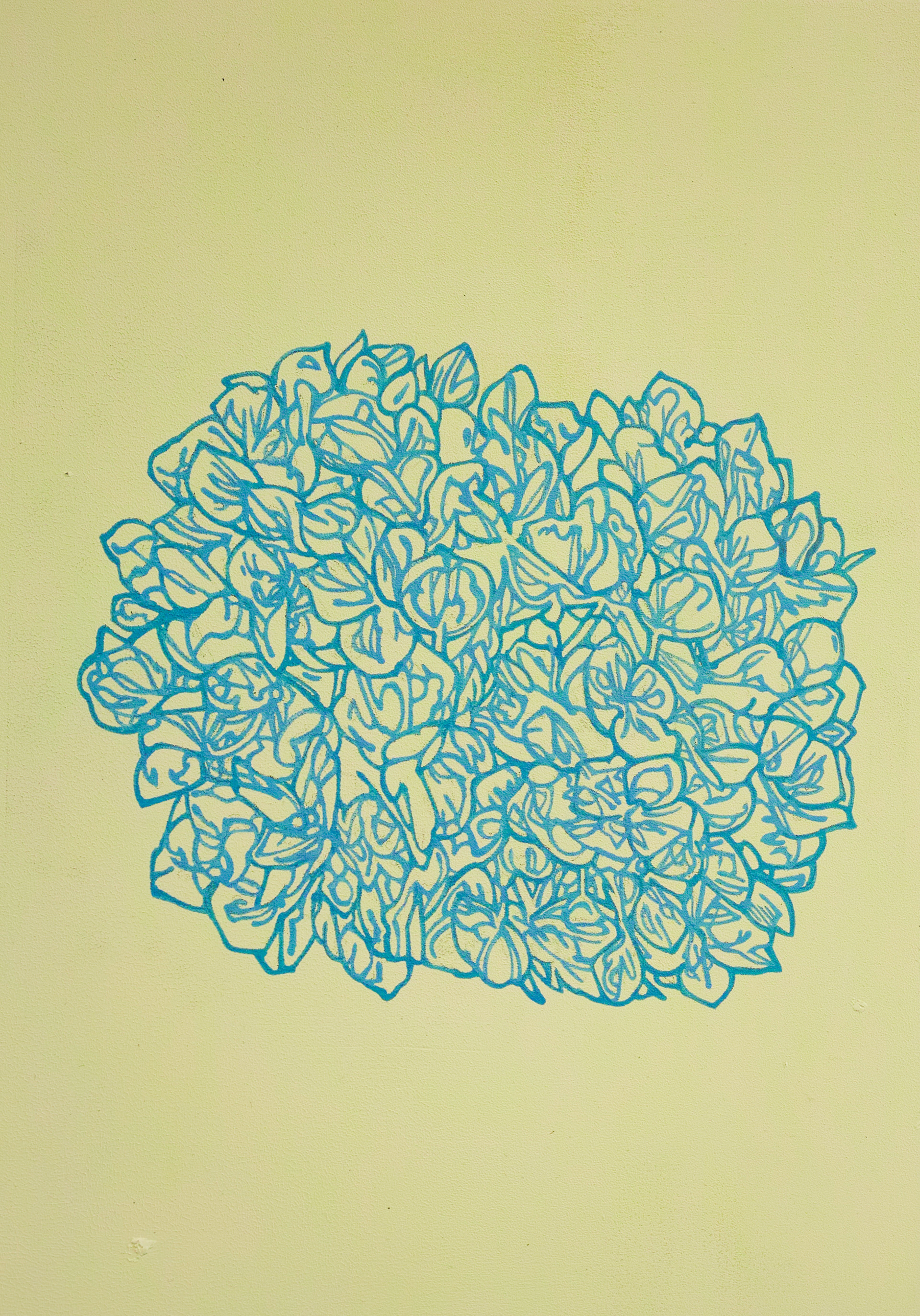 Hydrangea macrophylla | パネル、ジェッソ、アクリル絵具 | 29.7×21cm | 2021年