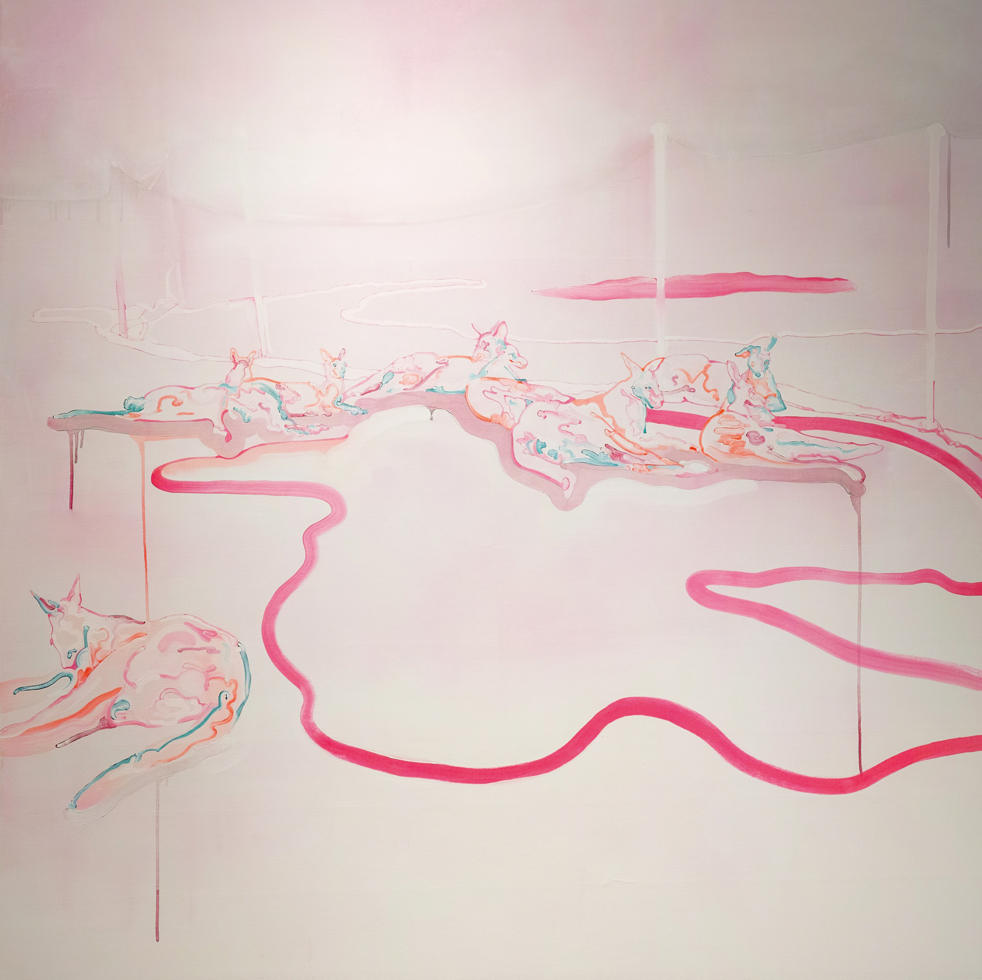 The dream may be continuing | パネル、綿布、ジェッソ、油絵具 | 162×162cm | 2023年