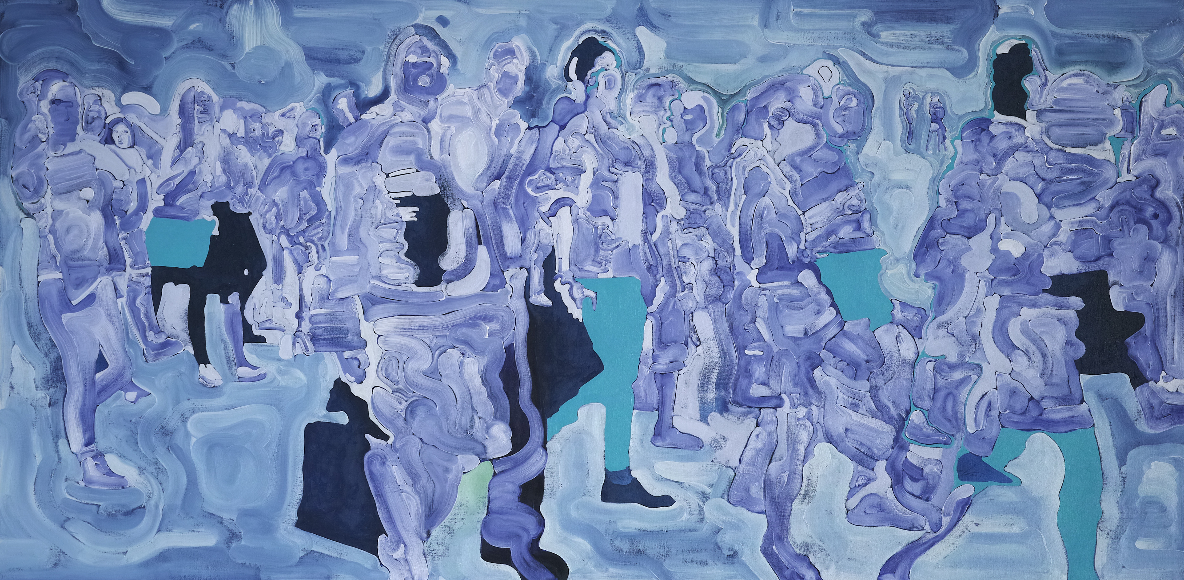 Try to connect depth with finger to finger | パネル、ジェッソ、油絵具 | 91×182cm | 2022年