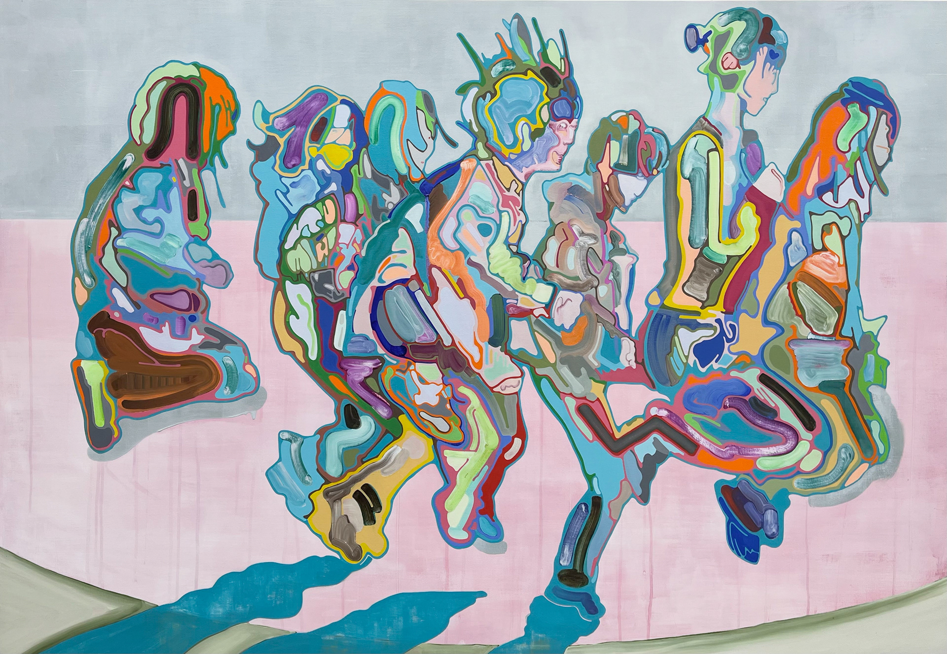 Tei hea outou ? | パネル、綿布、ジェッソ、油絵具 | 97×162cm | 2025年