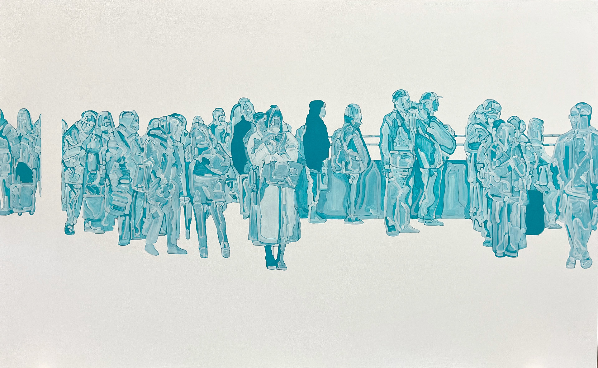 waiting | パネル、綿布、ジェッソ、アクリル絵具 | 45×71.7cm | 2025年