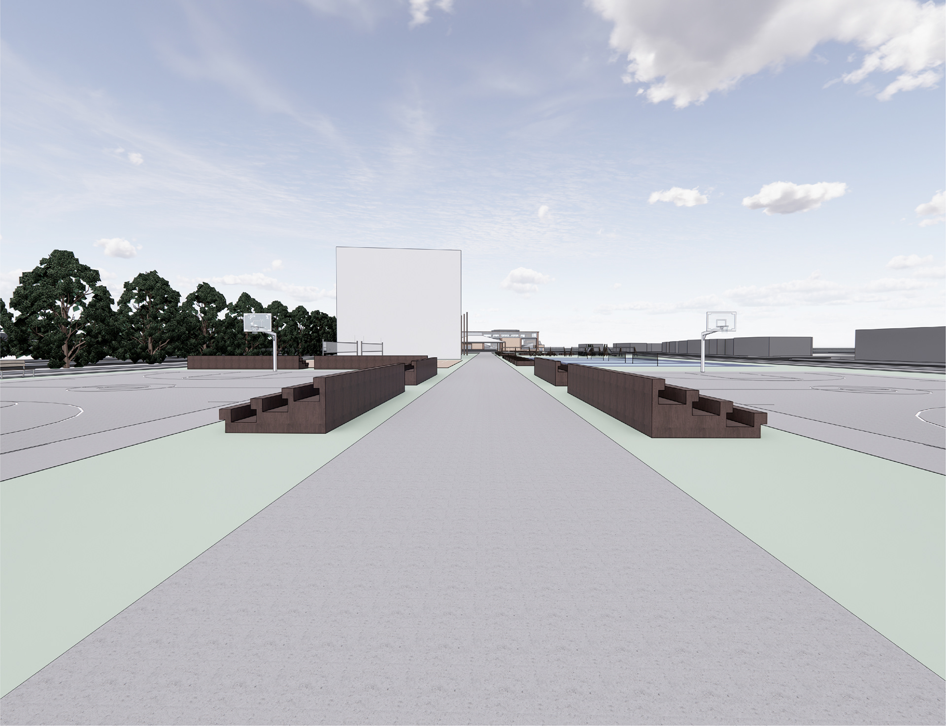 Pedestrian Walkway near Basketball Courts