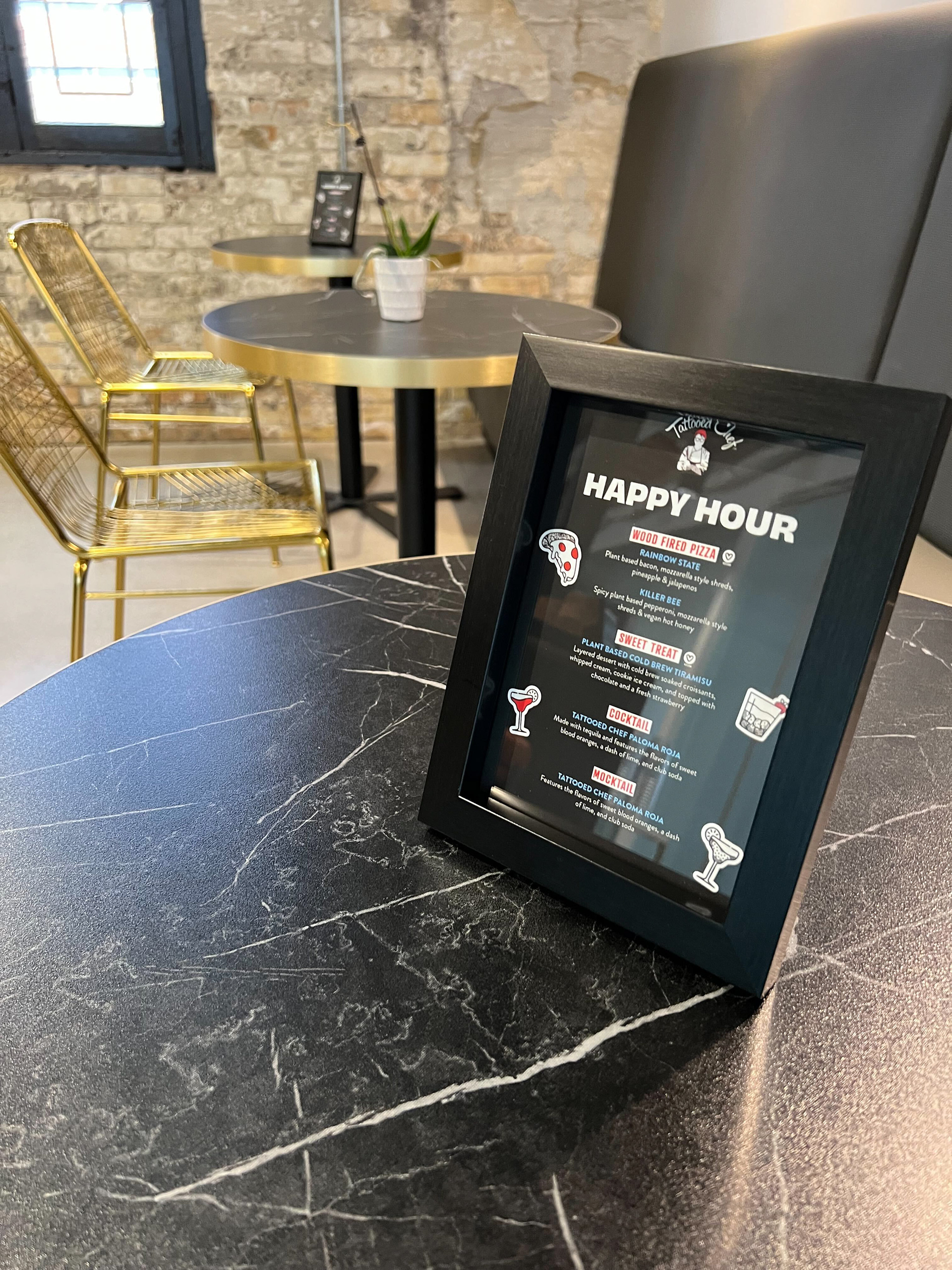 Happy hour was offered including a menu with all the offerings