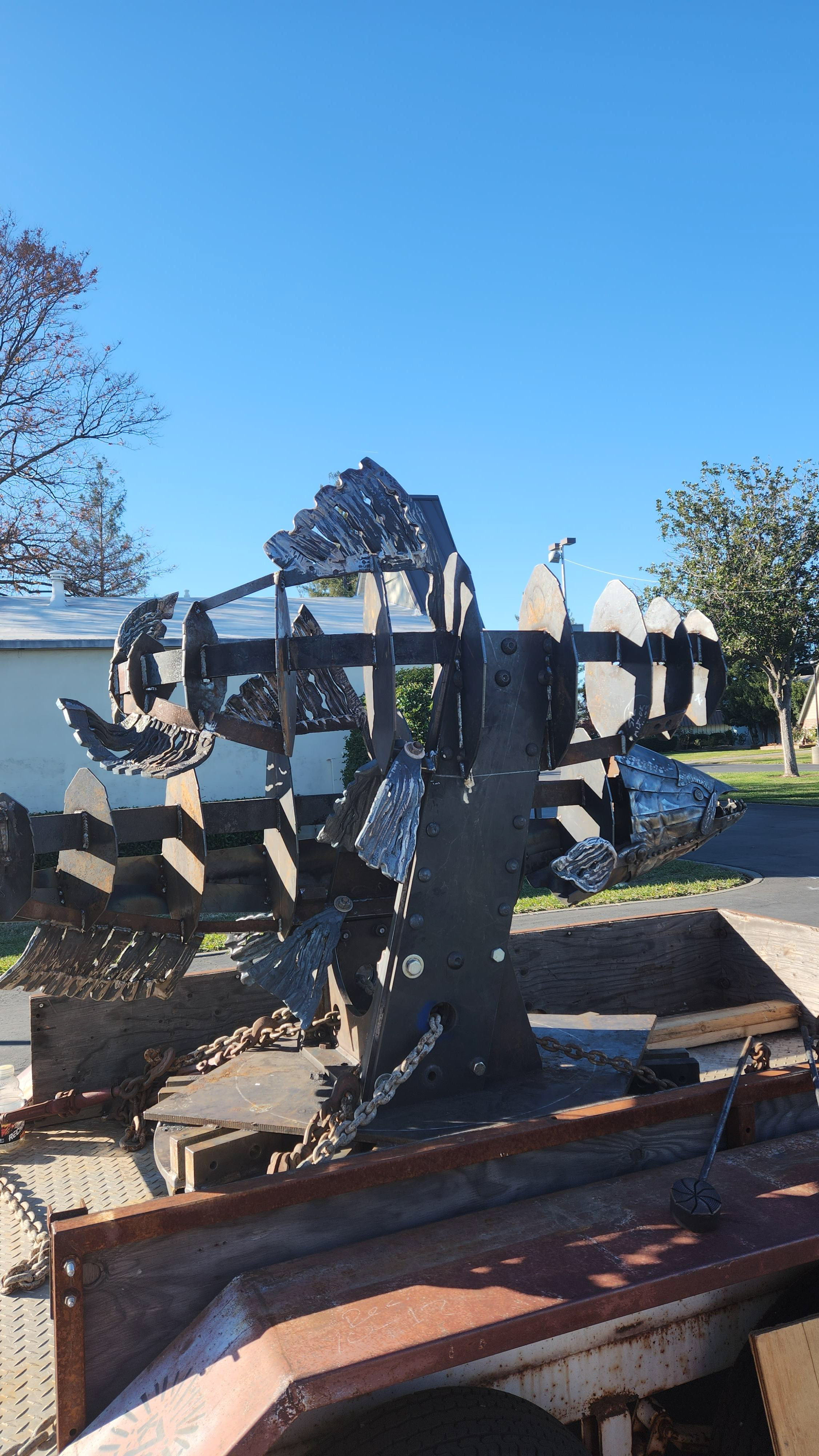 Picture taken of Sculpture at the Fair Grounds in Chico on a Trailer on Display for first public preview (Other side view)