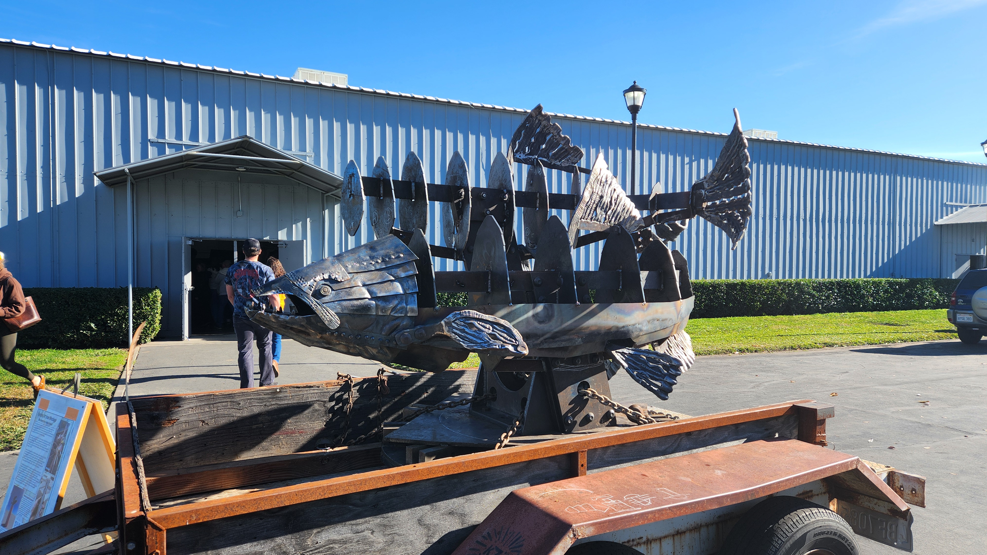 Picture taken of Sculpture at the Fair Grounds in Chico on a Trailer on Display for first public preview (Side View)