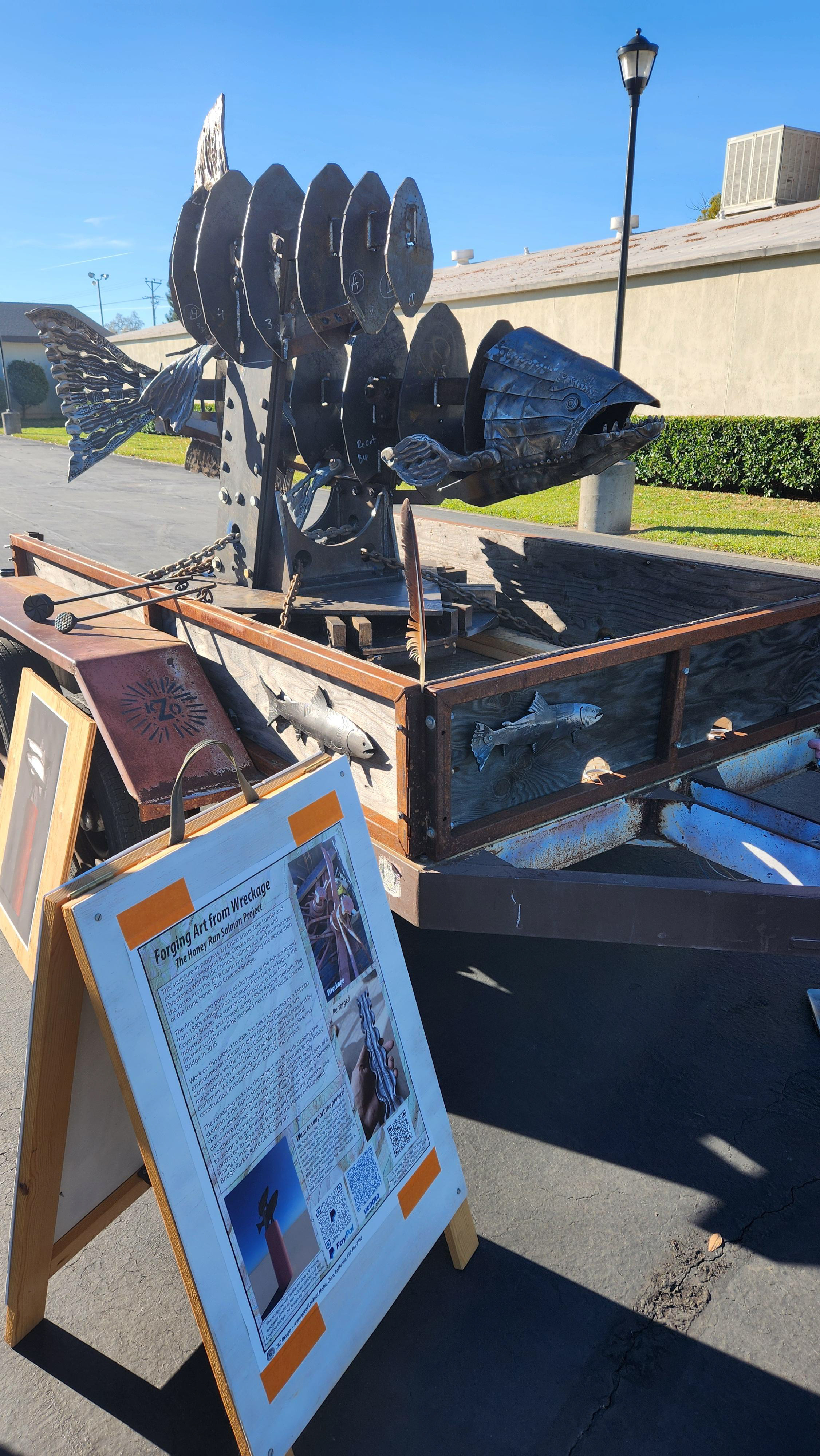 Picture taken of Sculpture at the Fair Grounds in Chico on a Trailer on Display for first public preview