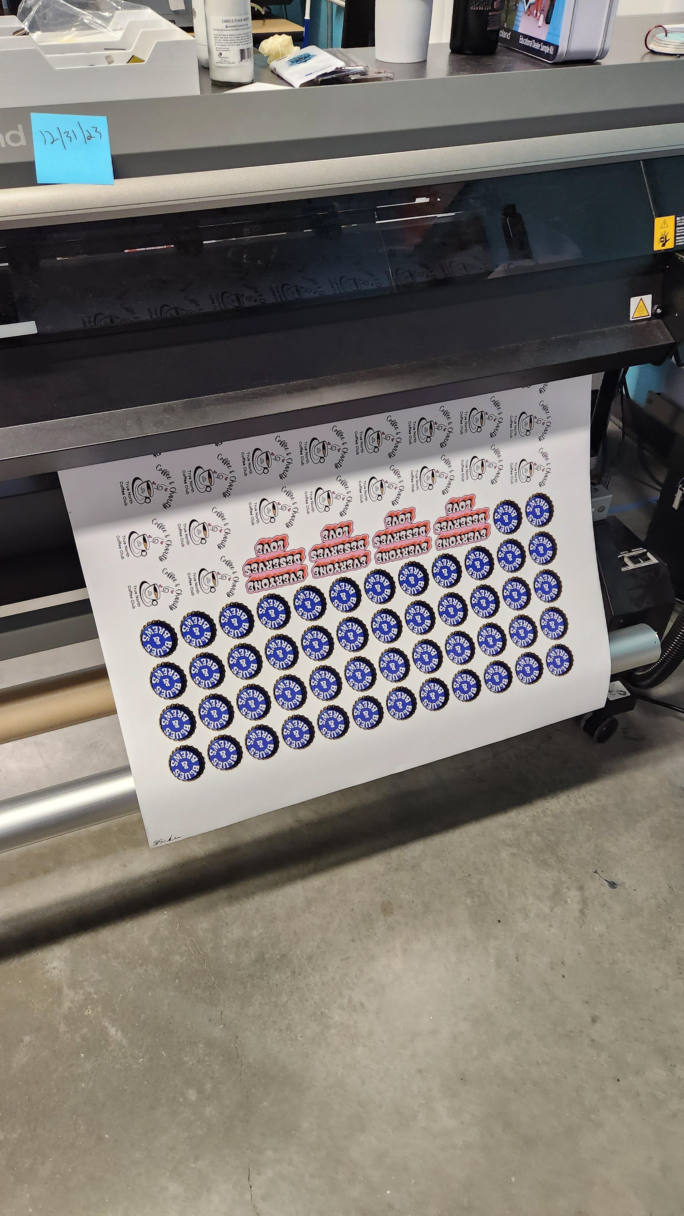 Event stickers, and donor stickers print job