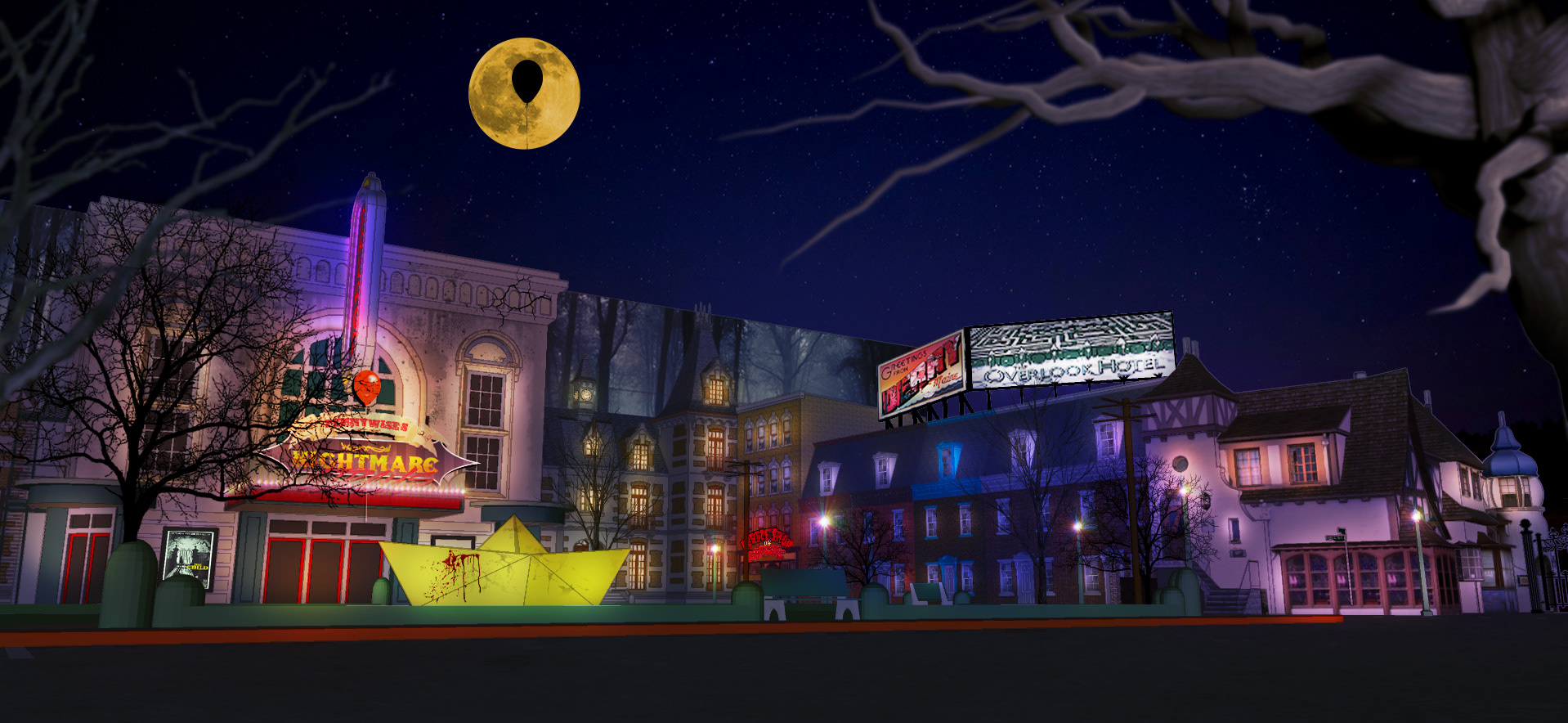 HorrorVille Town Square Night Time