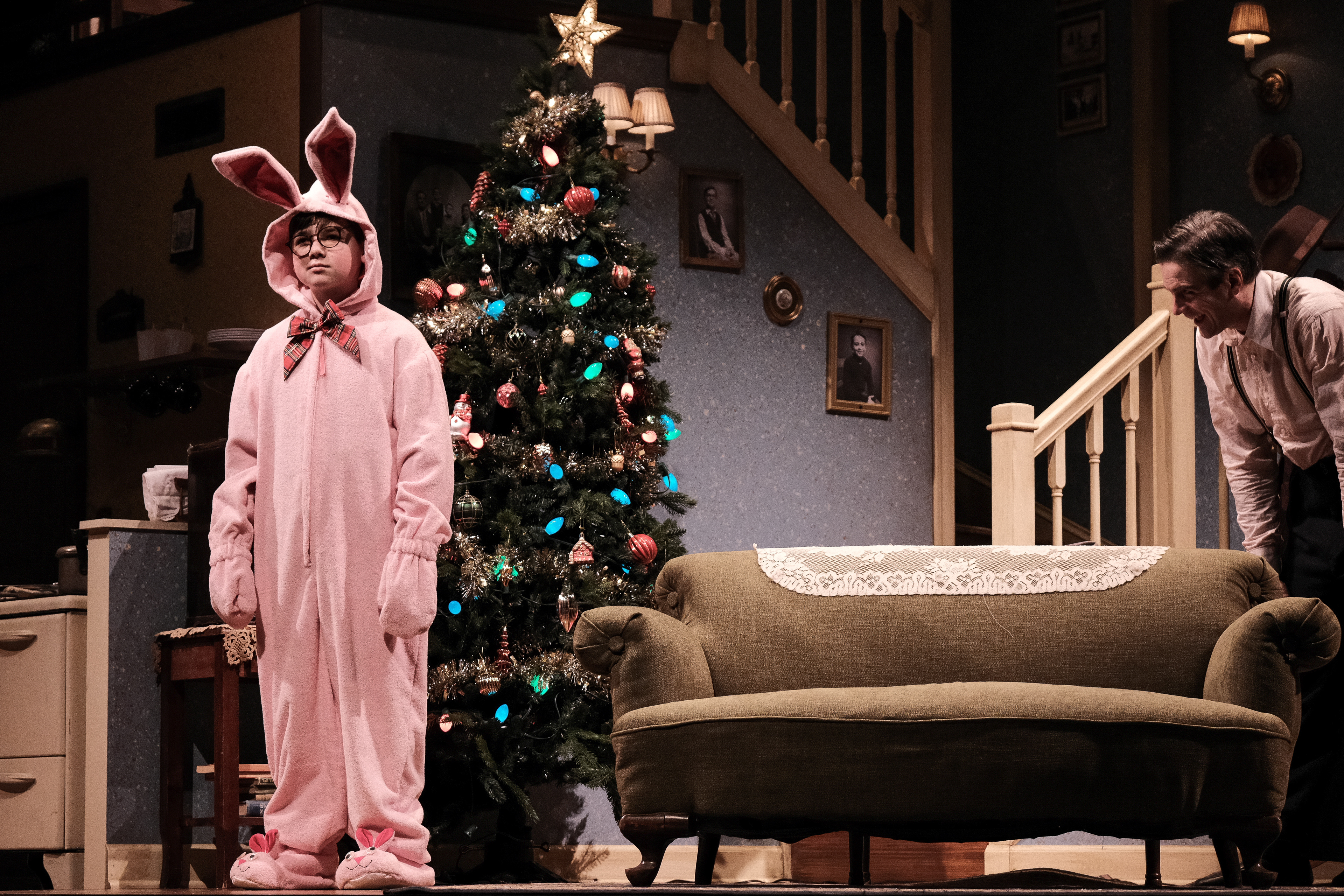 Gavin Lambert and John Tufts in "A Christmas Story" at Syracuse Stage, Nov. 25 - Dec. 28, 2025. By Philip Grecian. Directed by Robert Hupp. Photo by Mike Davis.