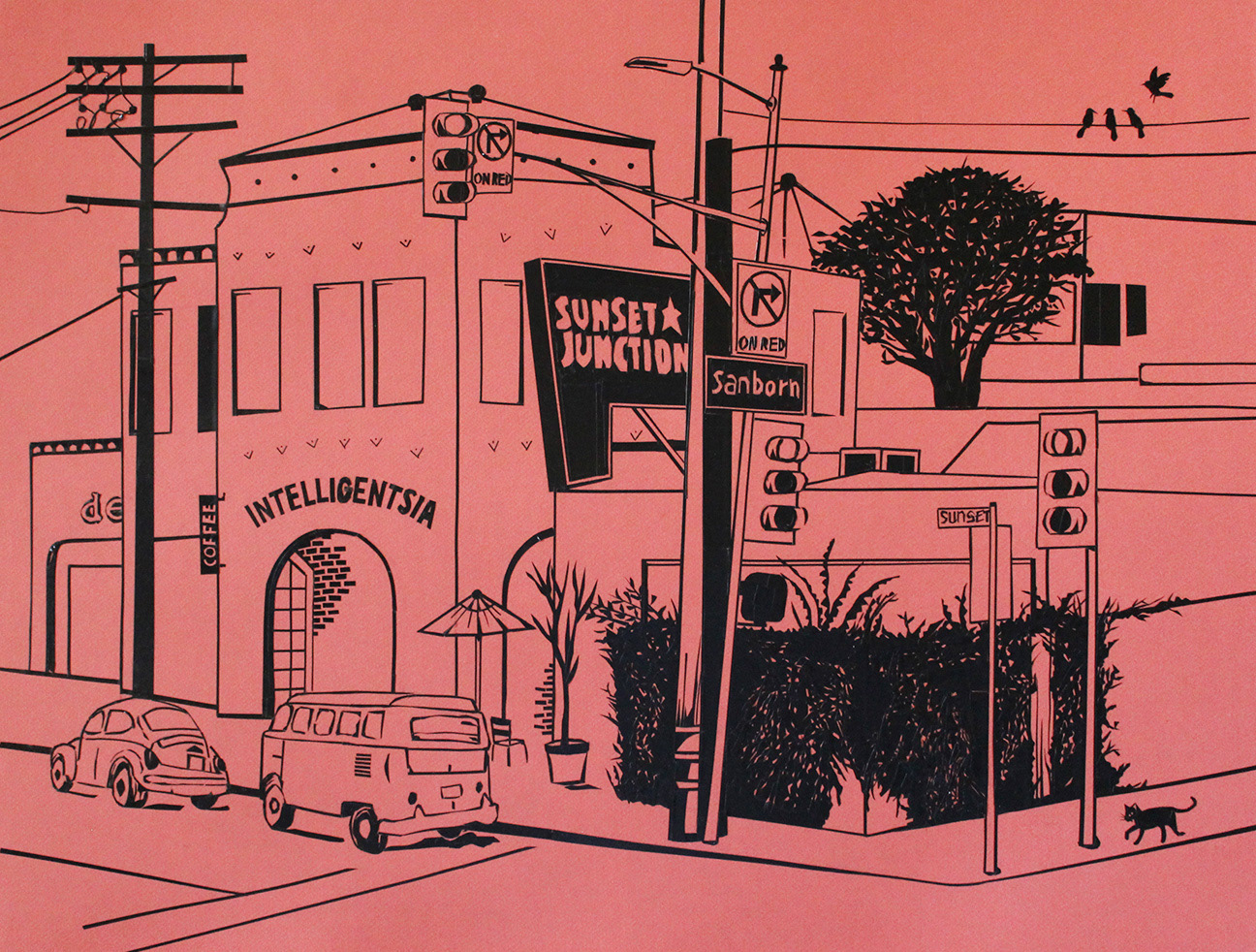 Sunset Junction Silver Lake tape art by Chiho Harazaki