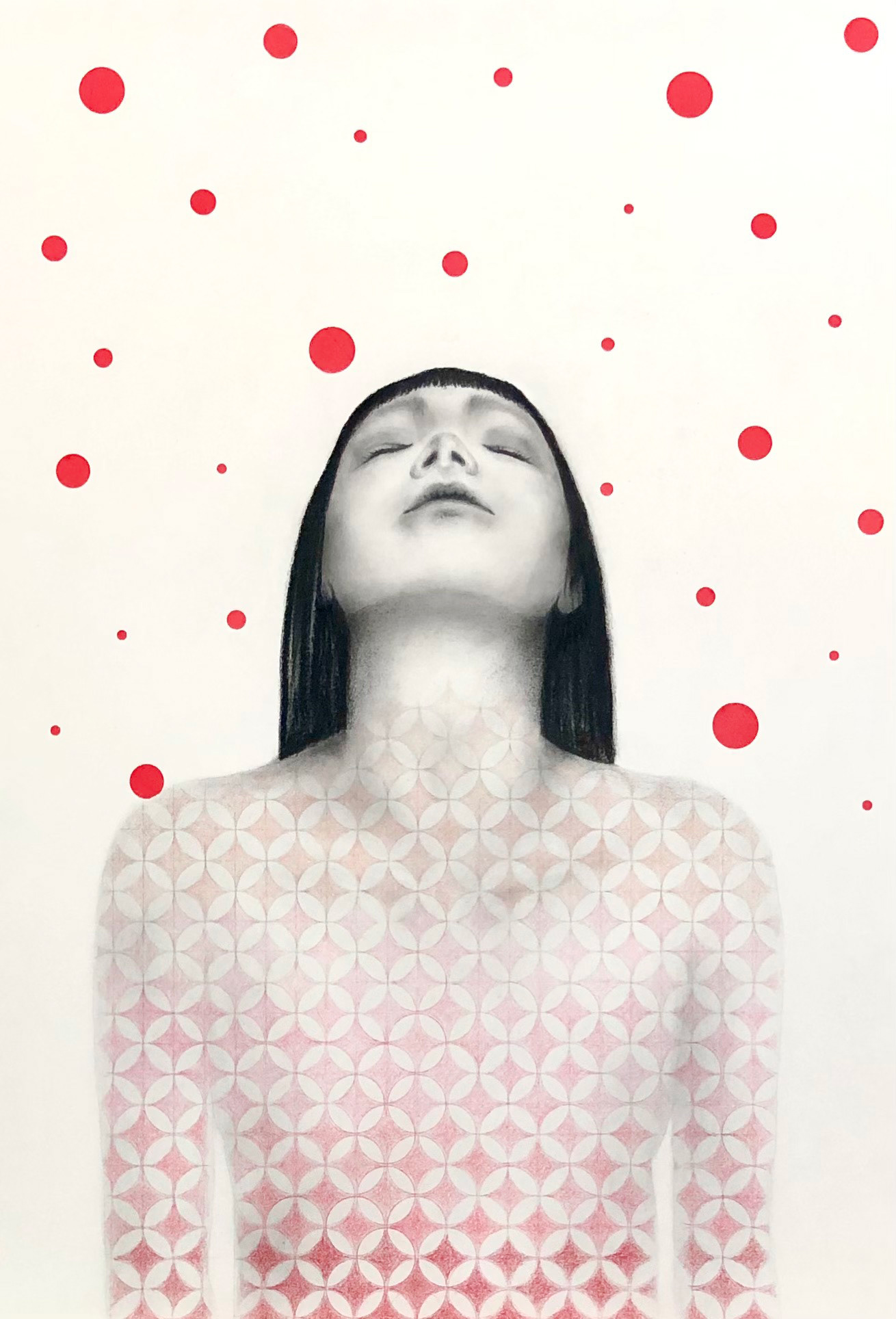 Ingrained - Shippo Charcoal, colored pencil, washi tape on paper 15"x22"