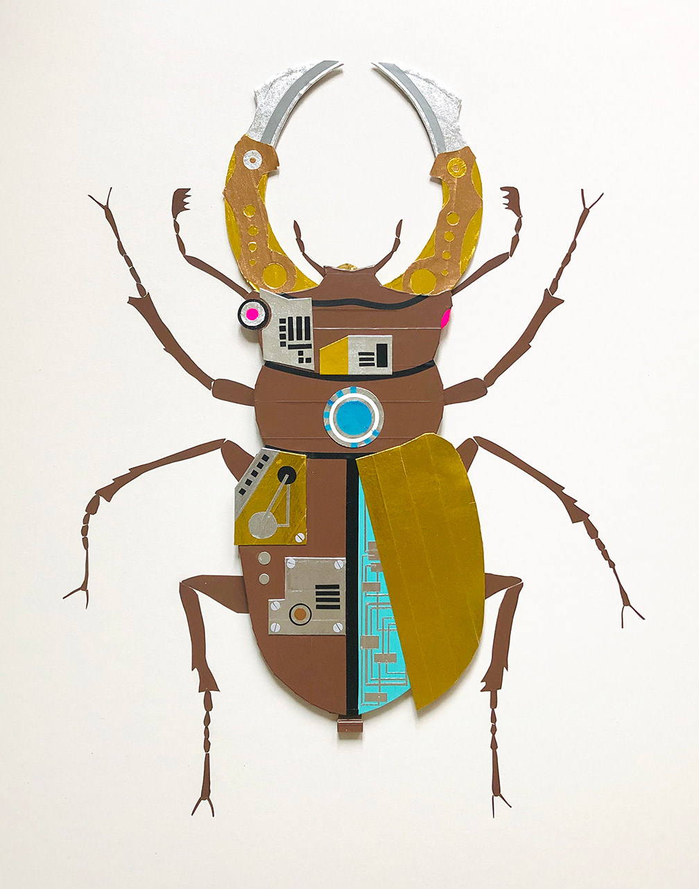 tape art insect robot mecha Sci-fi stag beetle