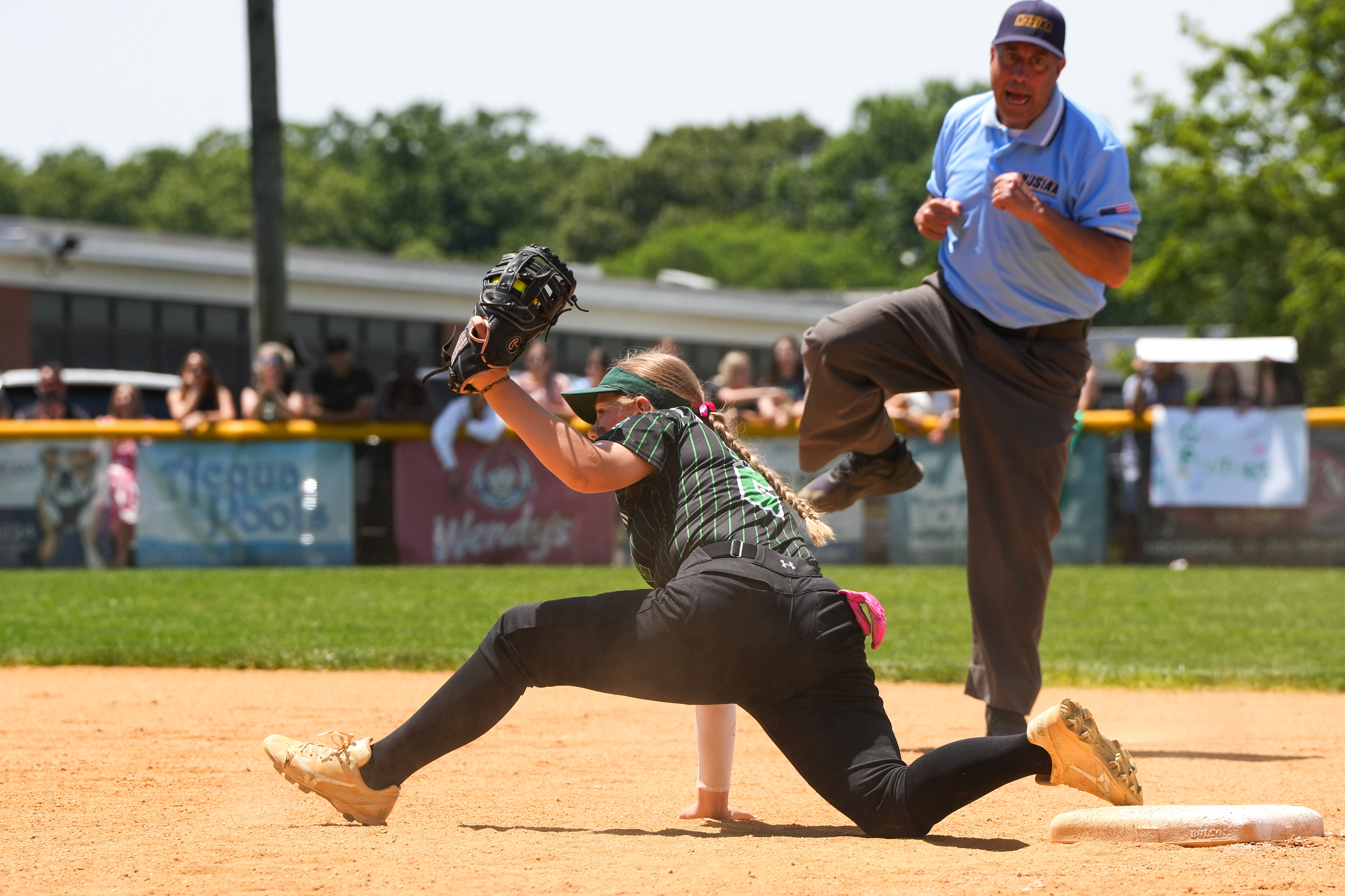Midland Park freshman Bailey Stein (2) catches the ball during the high school softball sectional final on Jun 4, 2026 at Midland Park Softball field.