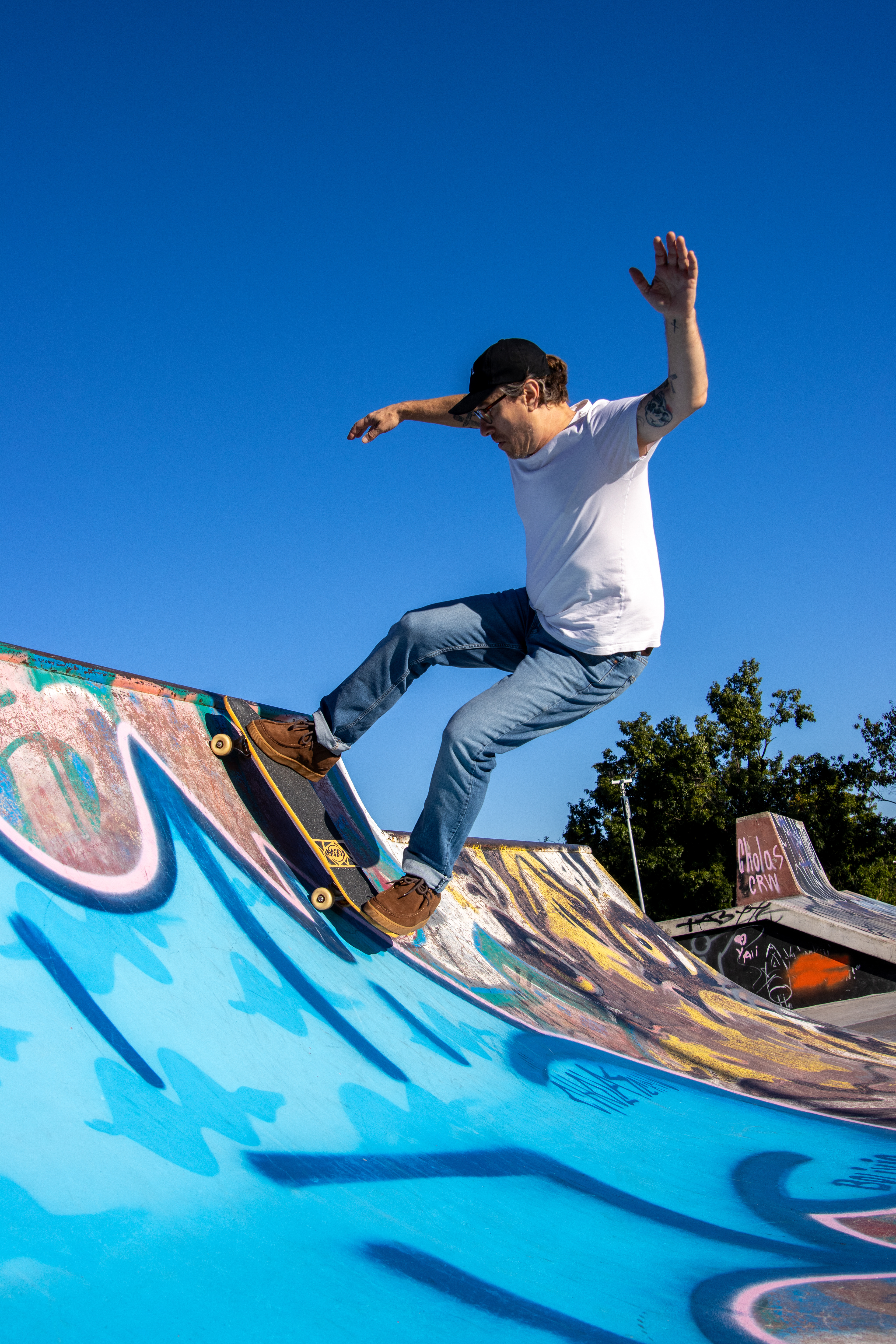 Derek Brown, a mindful drinking advocate, skateboards in Maloof Skate Park in Washington, D.C. on October 11, 2024.