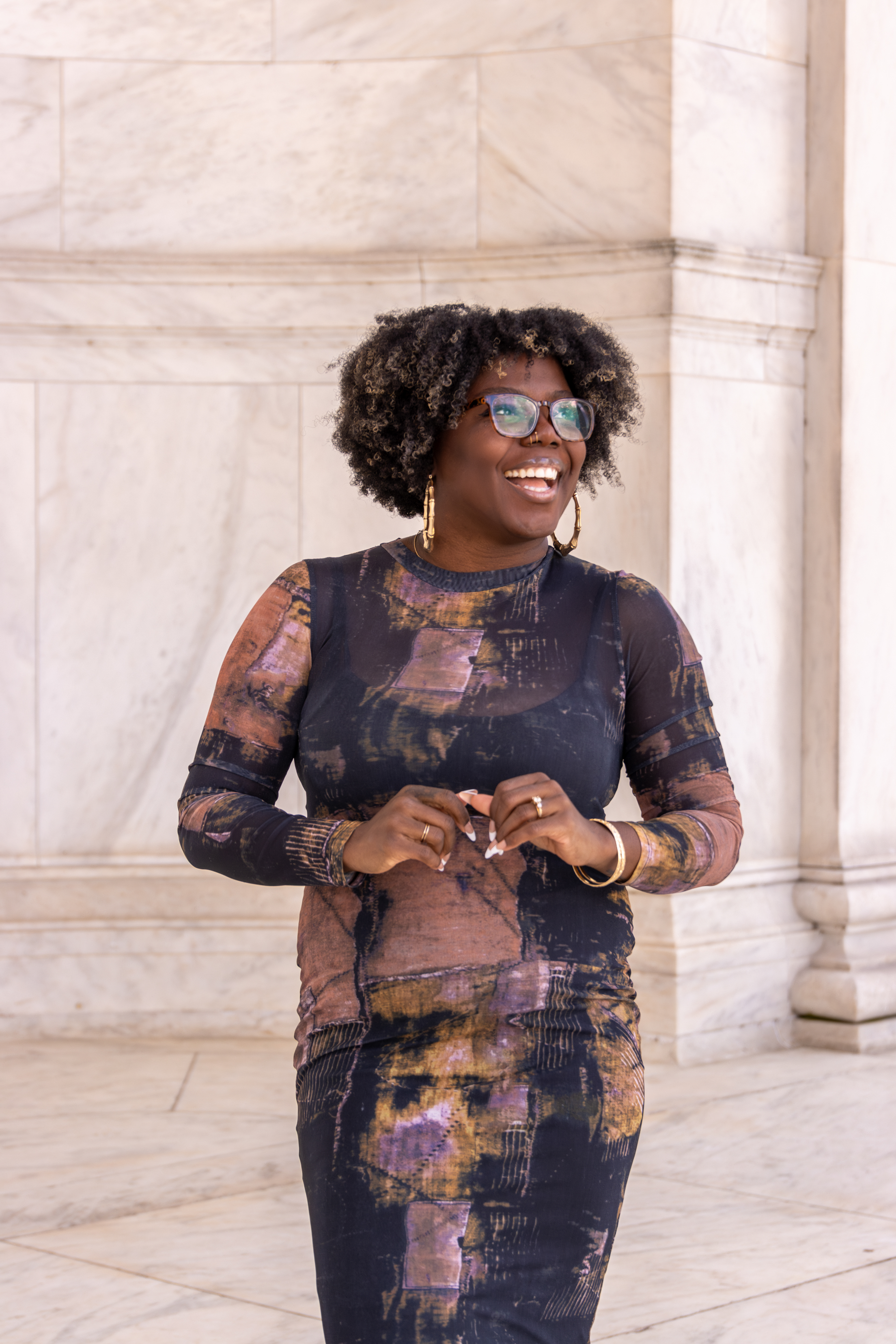 LP O'Brien, an award-winning mixologist, poses for a portrait inside the Jefferson Monument on March 26, 2024.