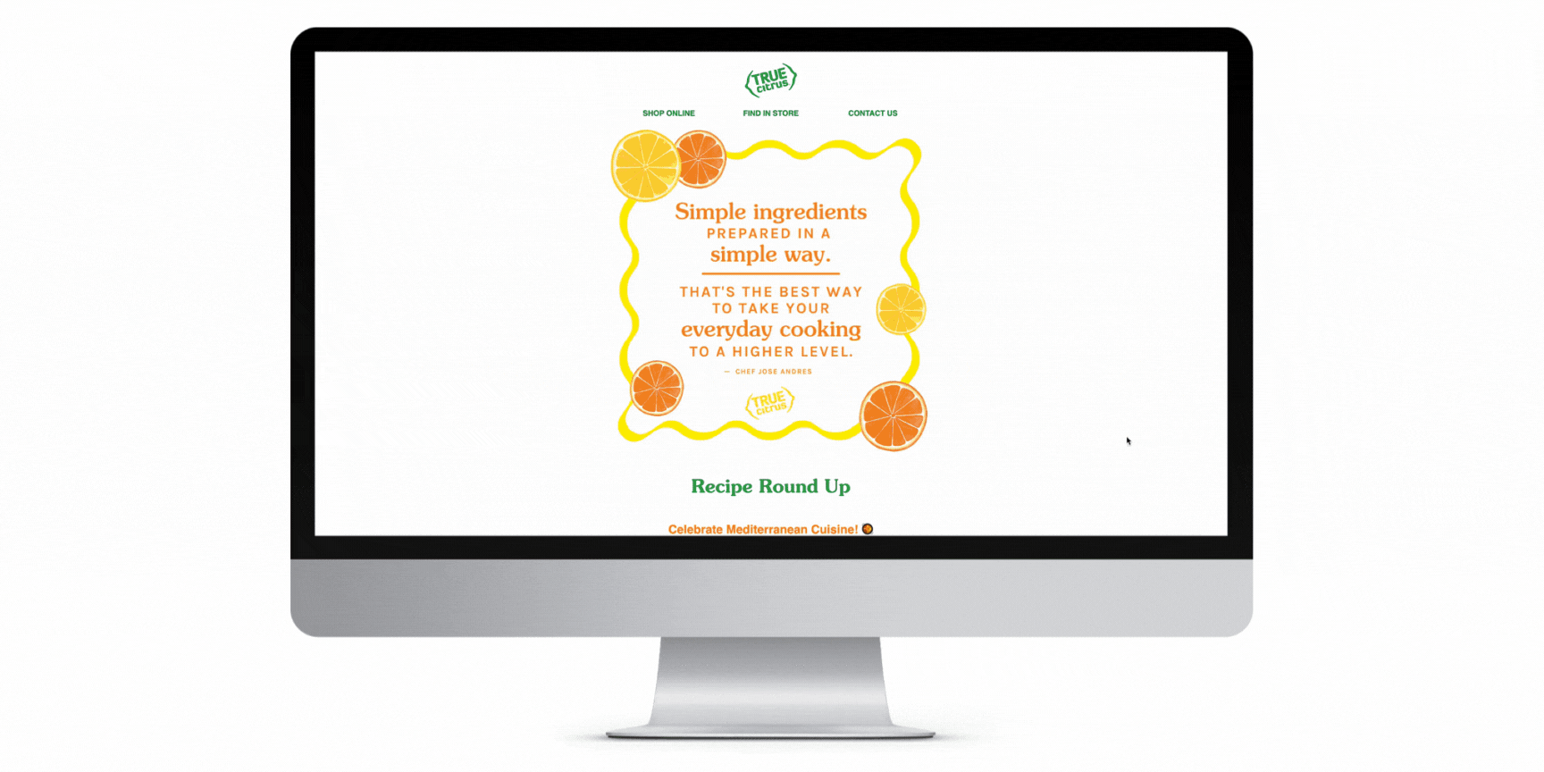 True Citrus HTML email mockup on desktop computer