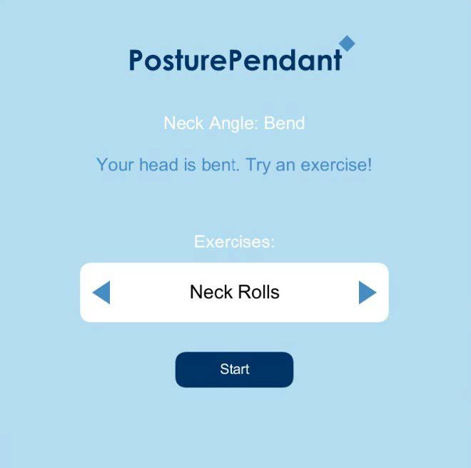 User Interface for PosturePendant