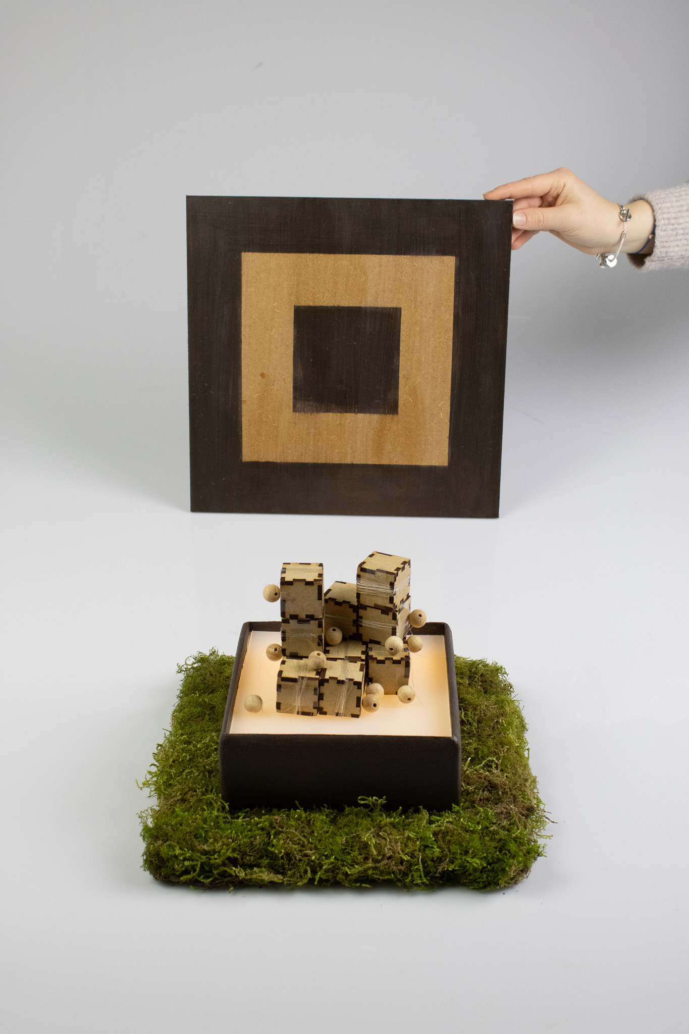 An optional target to throw the cubes at