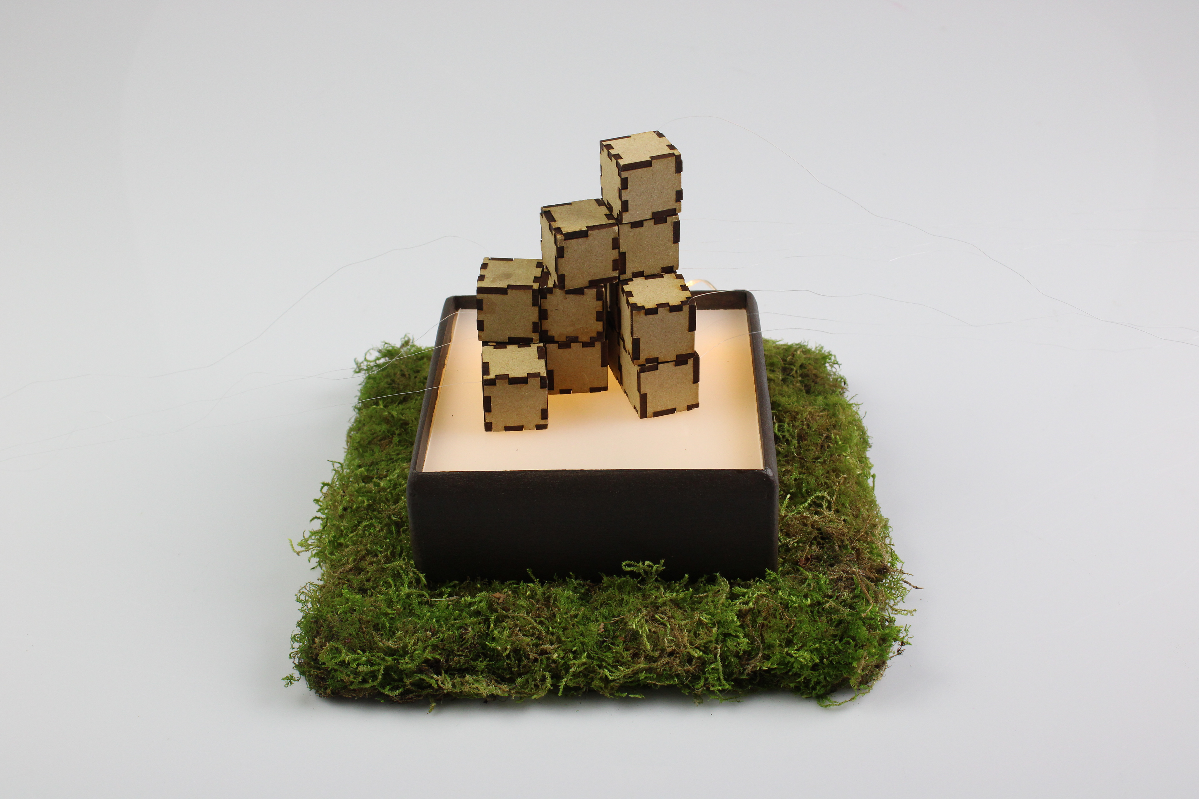 Cubes stacked on the tray