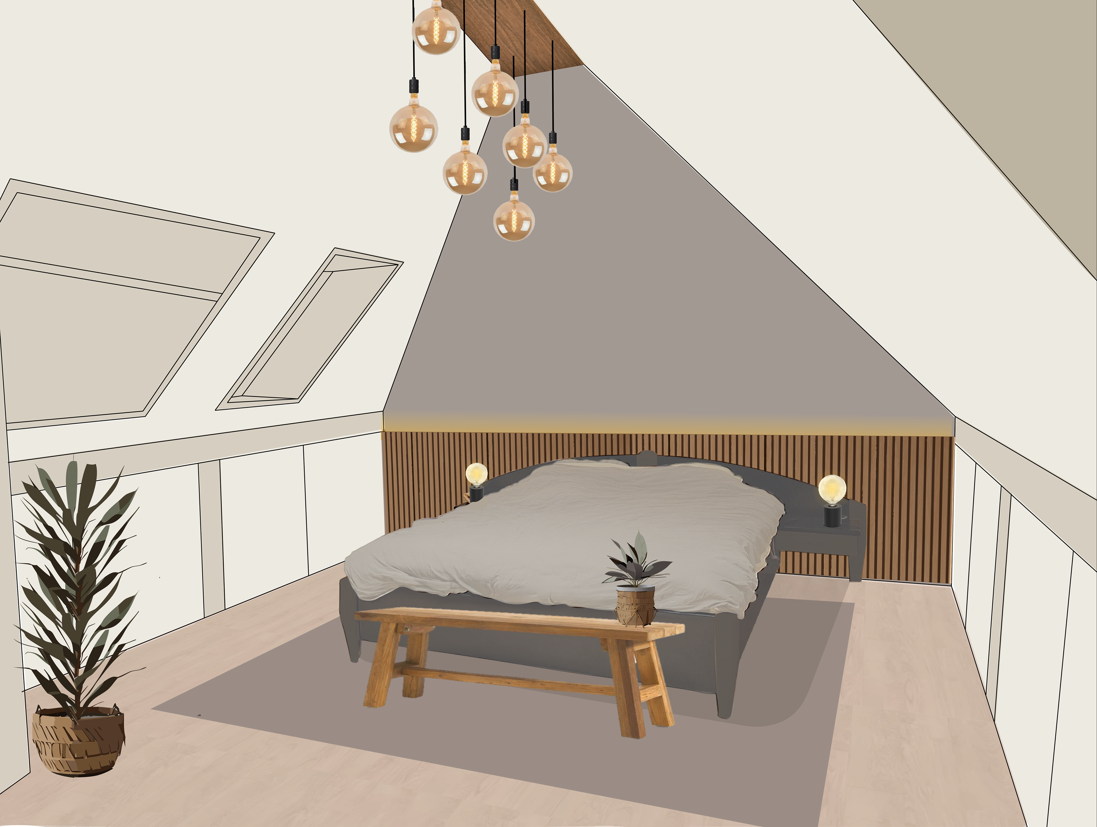 Design for the interior of a bedroom