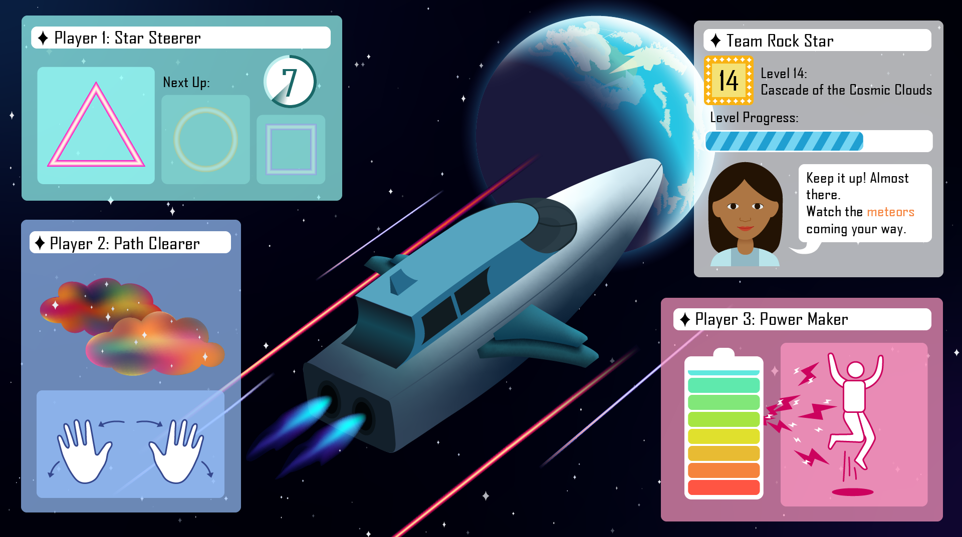Team panel; all roles and the assistant are visible