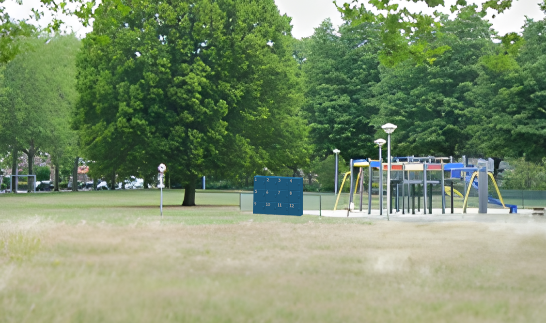 Locker placed in playground environment in Eindhoven