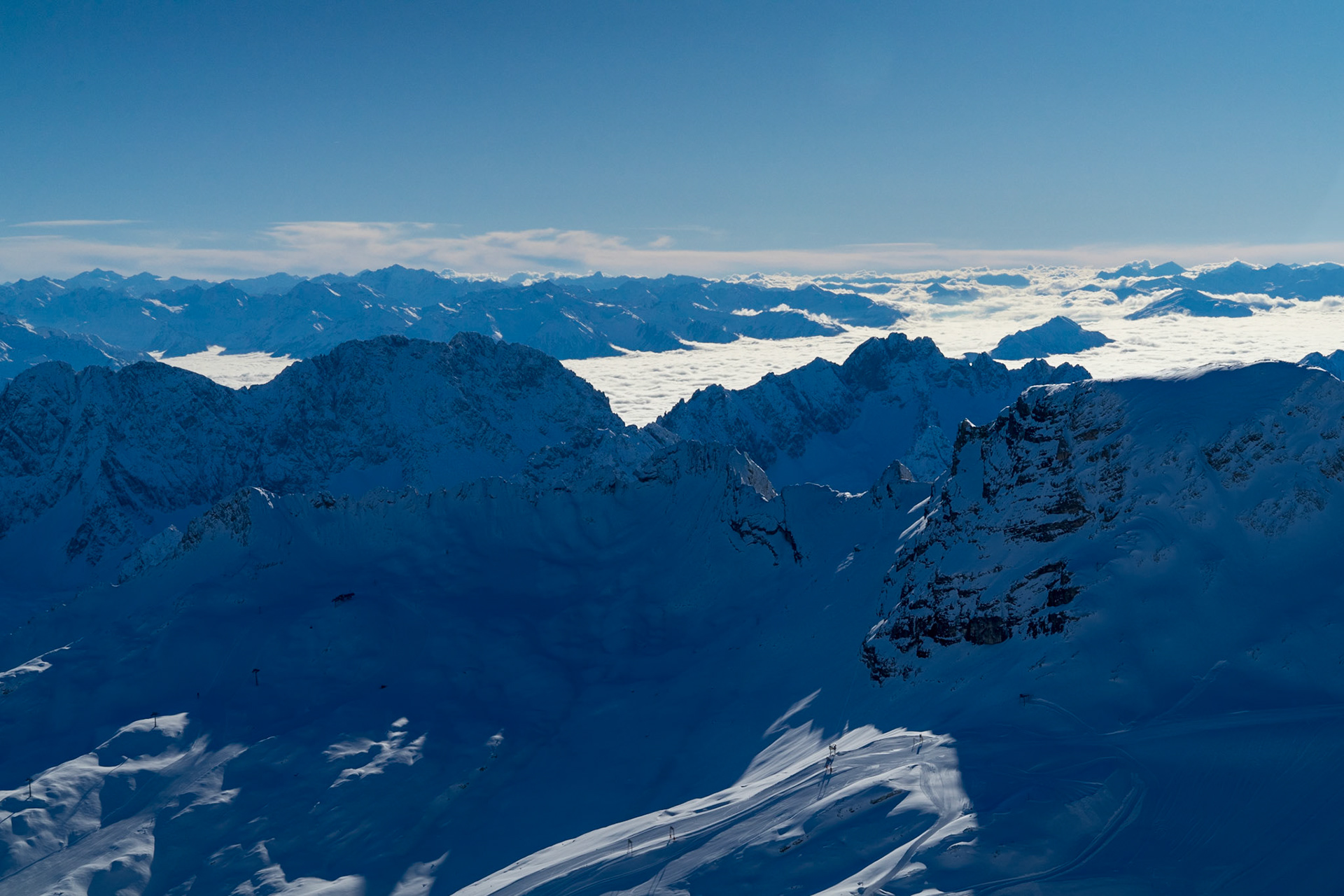 Stunning mountain view over the clouds