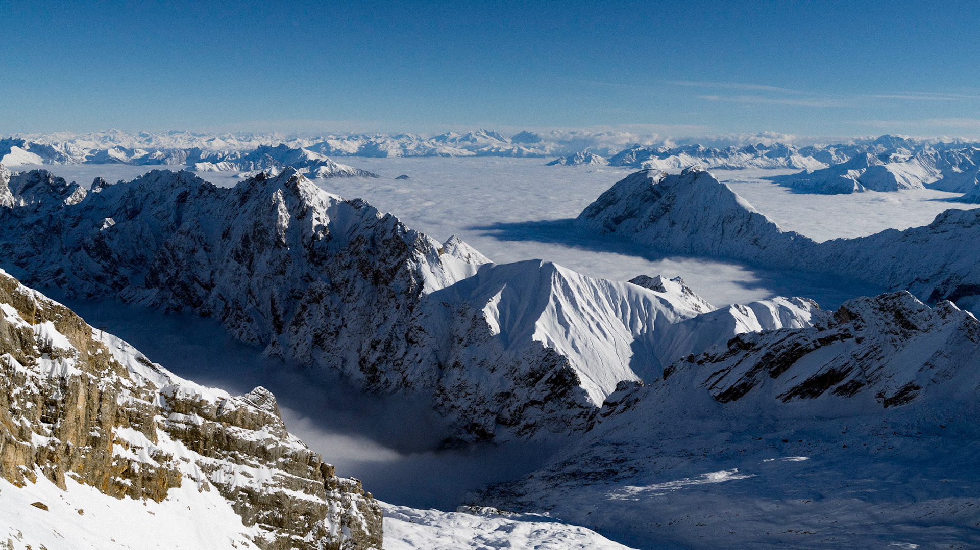 Stunning mountain view over the clouds