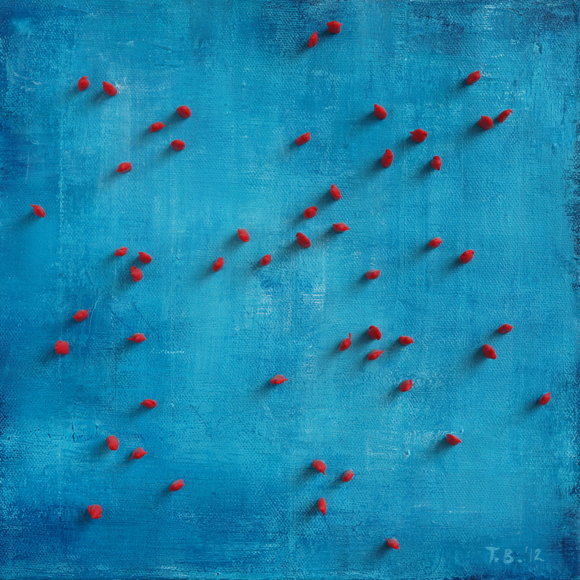 1_10" x 10" acrylic and sculpted figures on canvas 