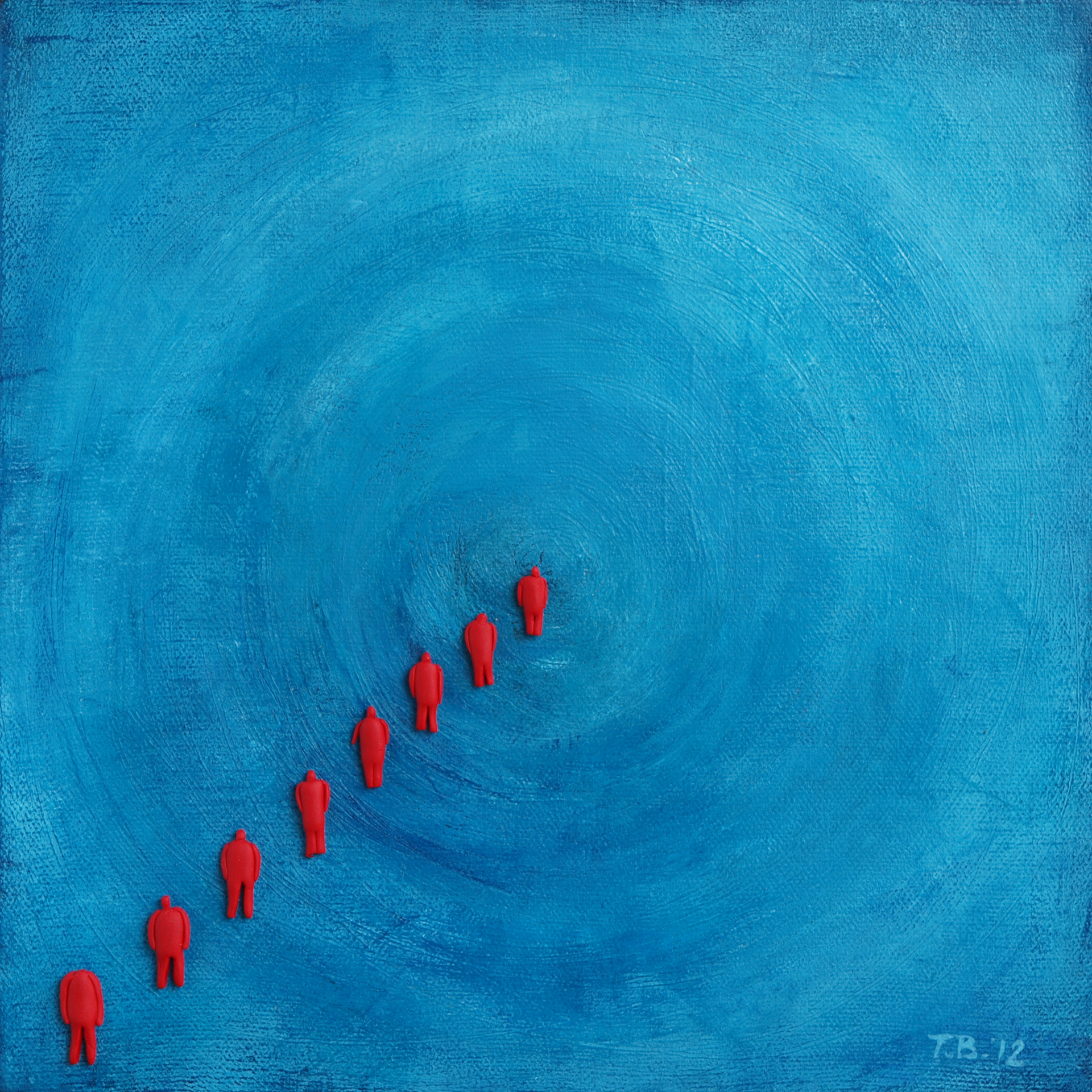 2_10" x 10" acrylic and sculpted figures on canvas 