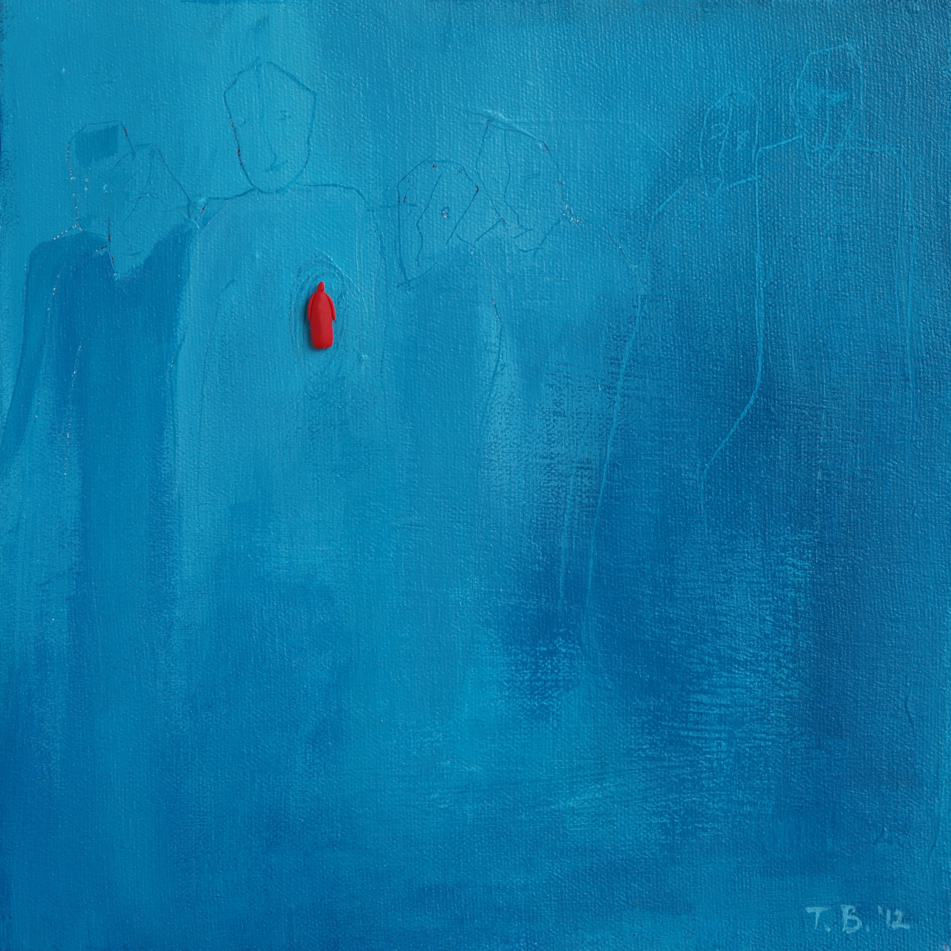 3_10" x 10" acrylic and sculpted figures on canvas 