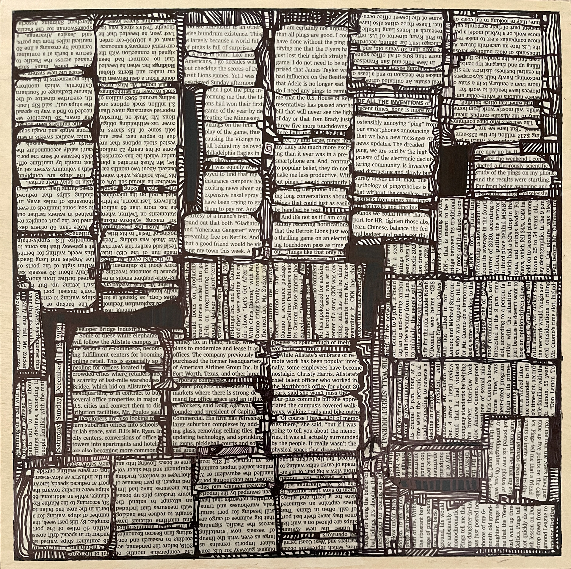 "Ping" 12"x12" mixed media