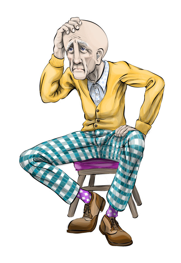 Confused old man illustration - 2012