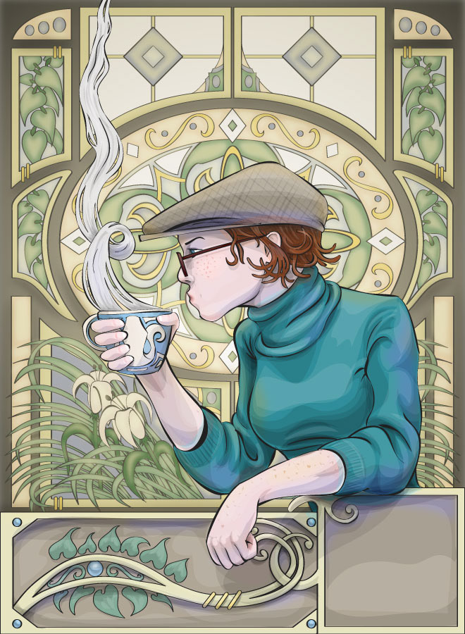 Nouveau barista illustration design - 2012