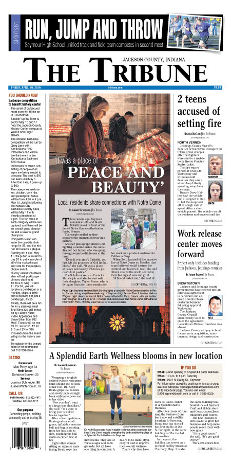 Seymour Tribune front page - 2019