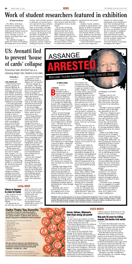 Seymour Tribune inside news centerpiece design - 2019