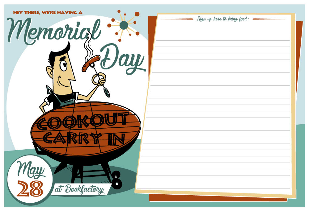 Memorial Day cookout poster for Bookfactory - 2021