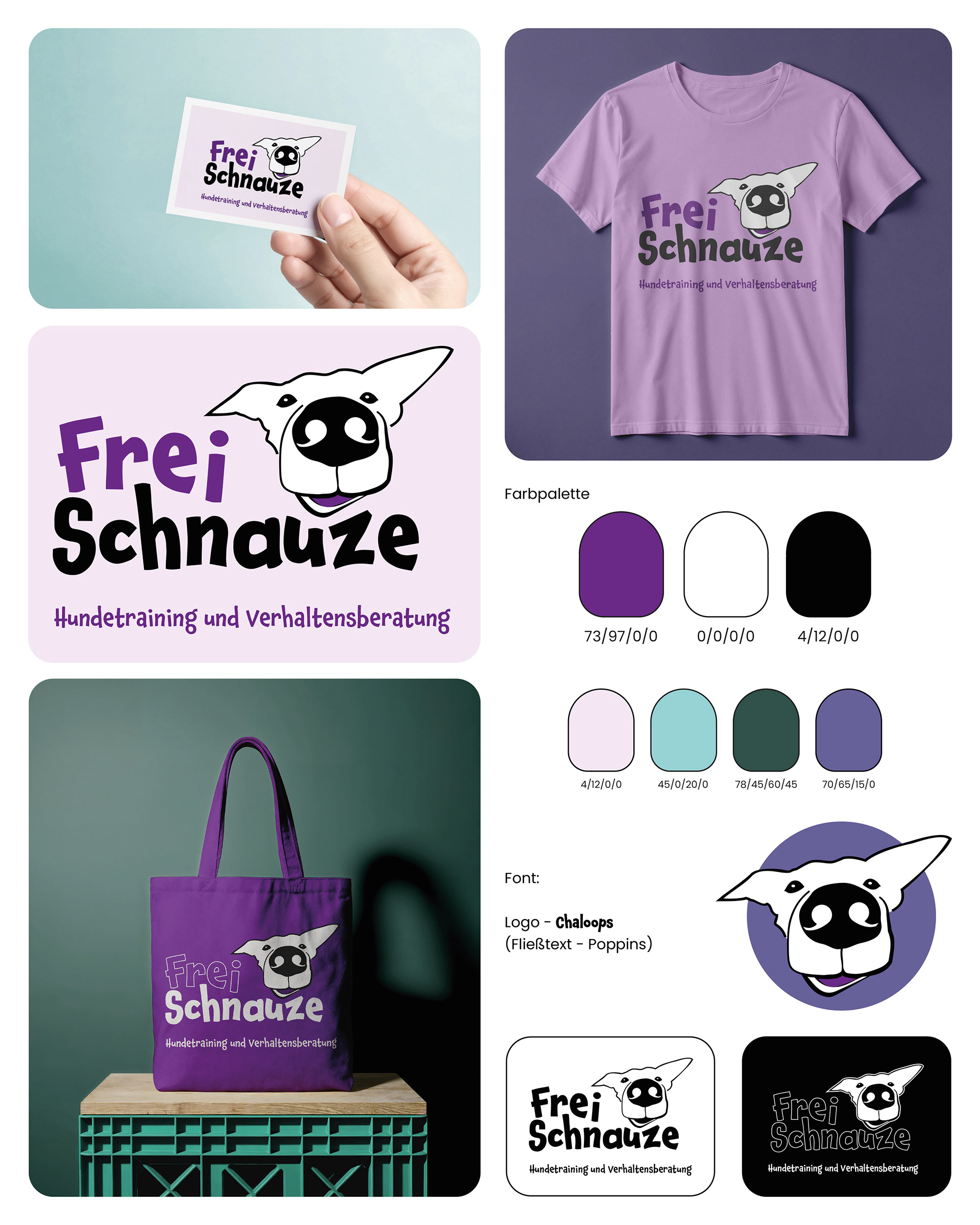 Logo, Konzept für Freischnauze Hundetraining und Verhaltensberatung Maria Waibl
