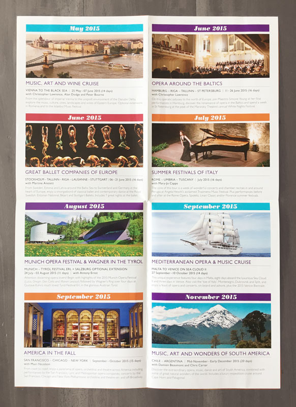 DM brochure opens like a calendar