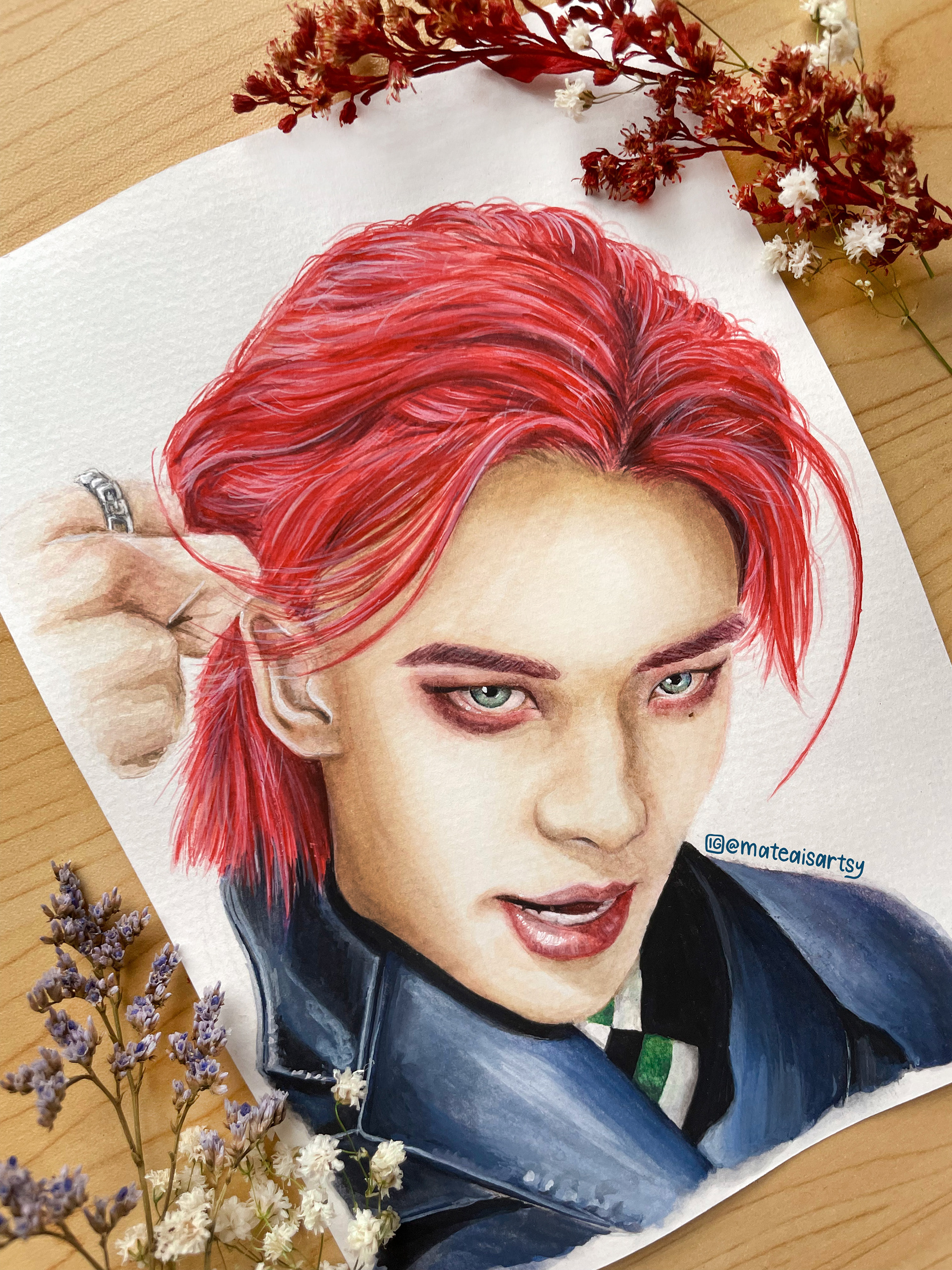 "Hyunjin" watercolor portrait