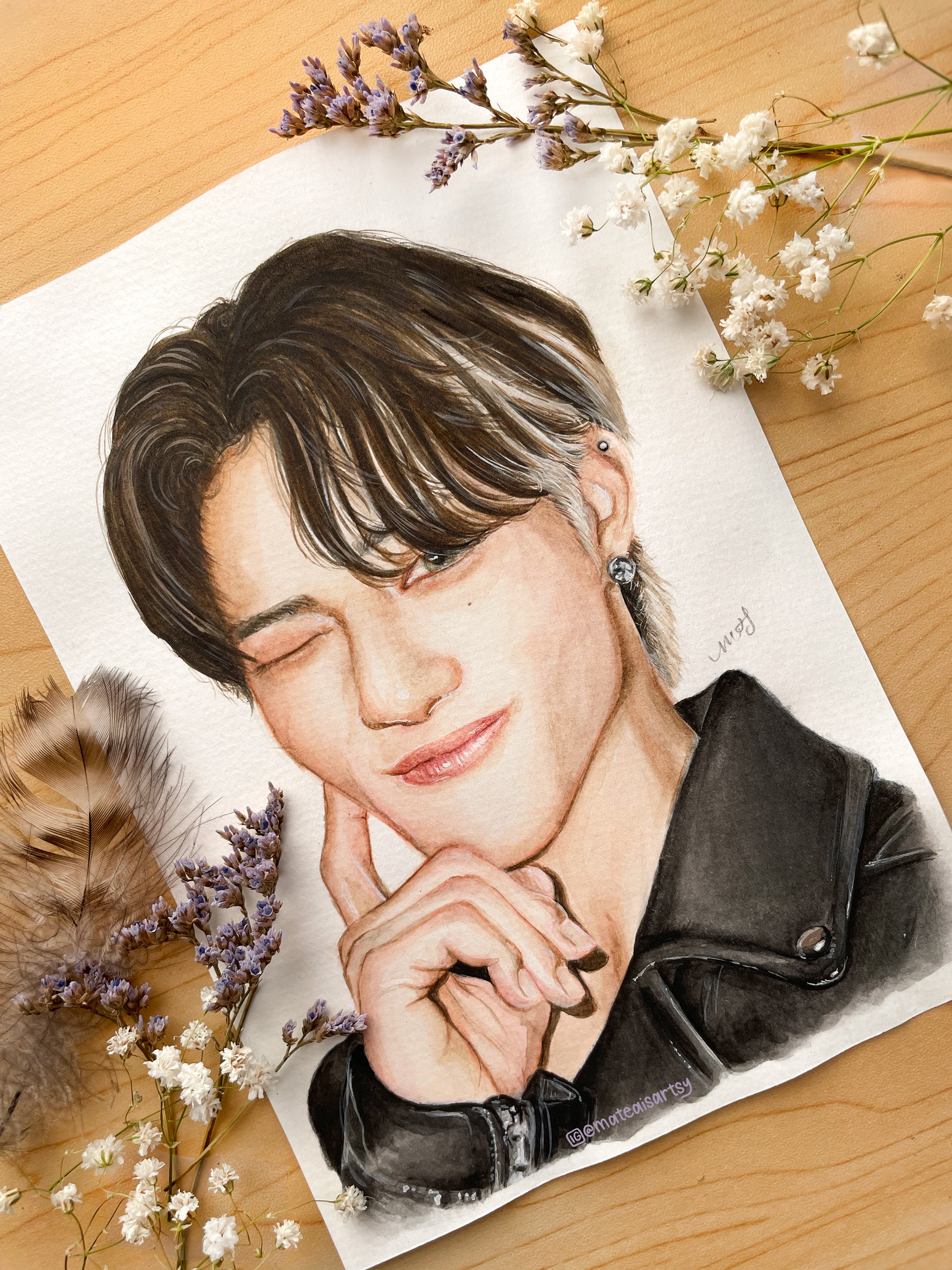 "Wooyoung" watercolor portrait