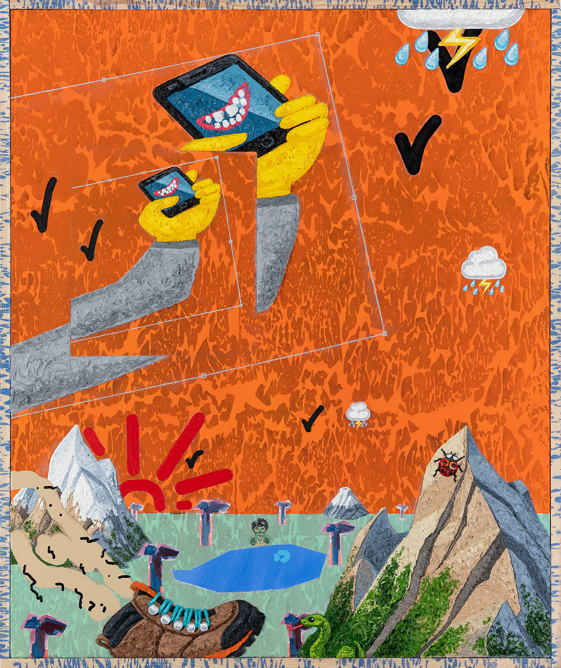 "#🤳(#worldwanderer)", oil on canvas, 120 x 100 cm, 2020