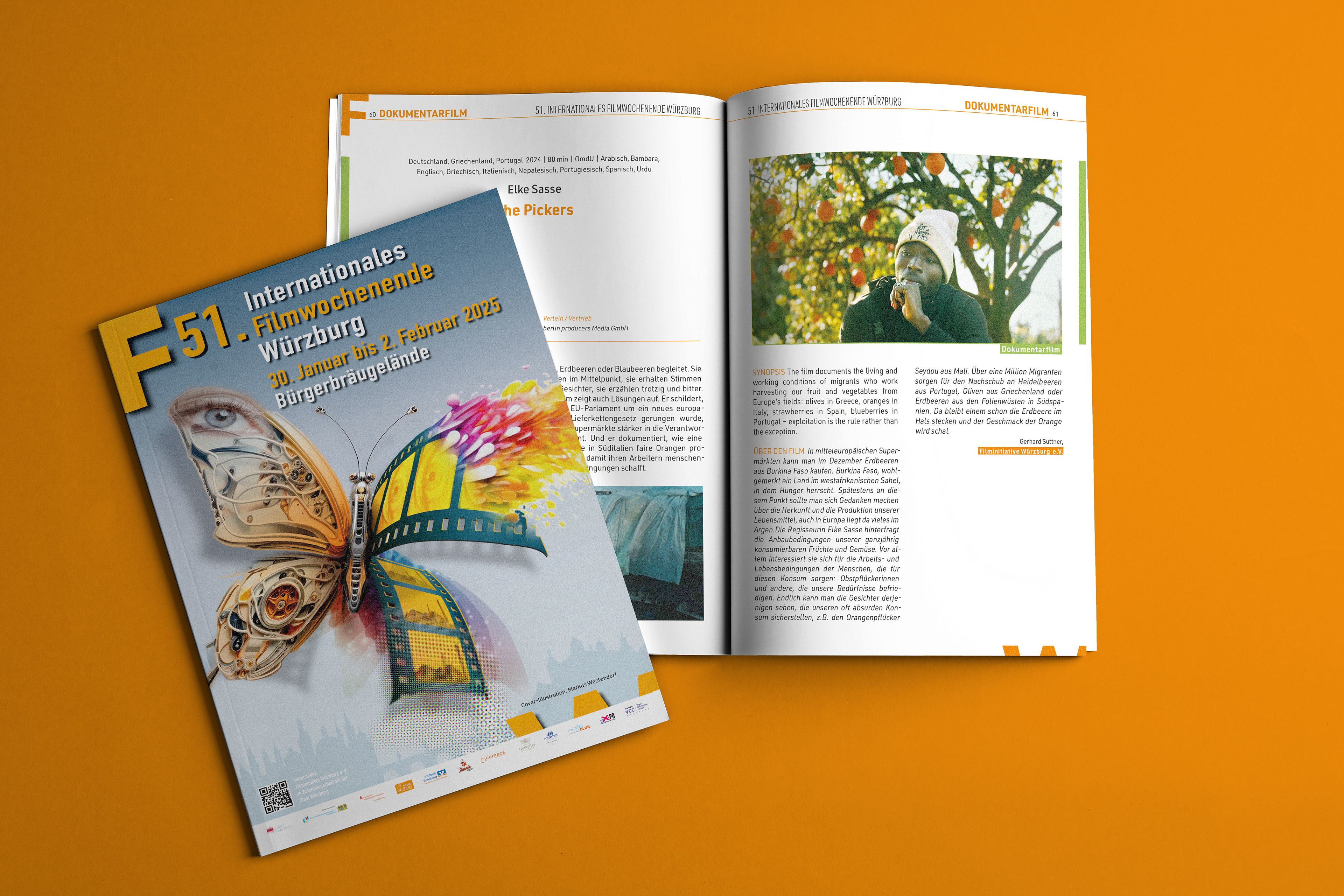 Editorial Design für das Programmheft des 51. Internationalen Filmwochenendes Würzburg; Covermotiv: Markus Westendorf